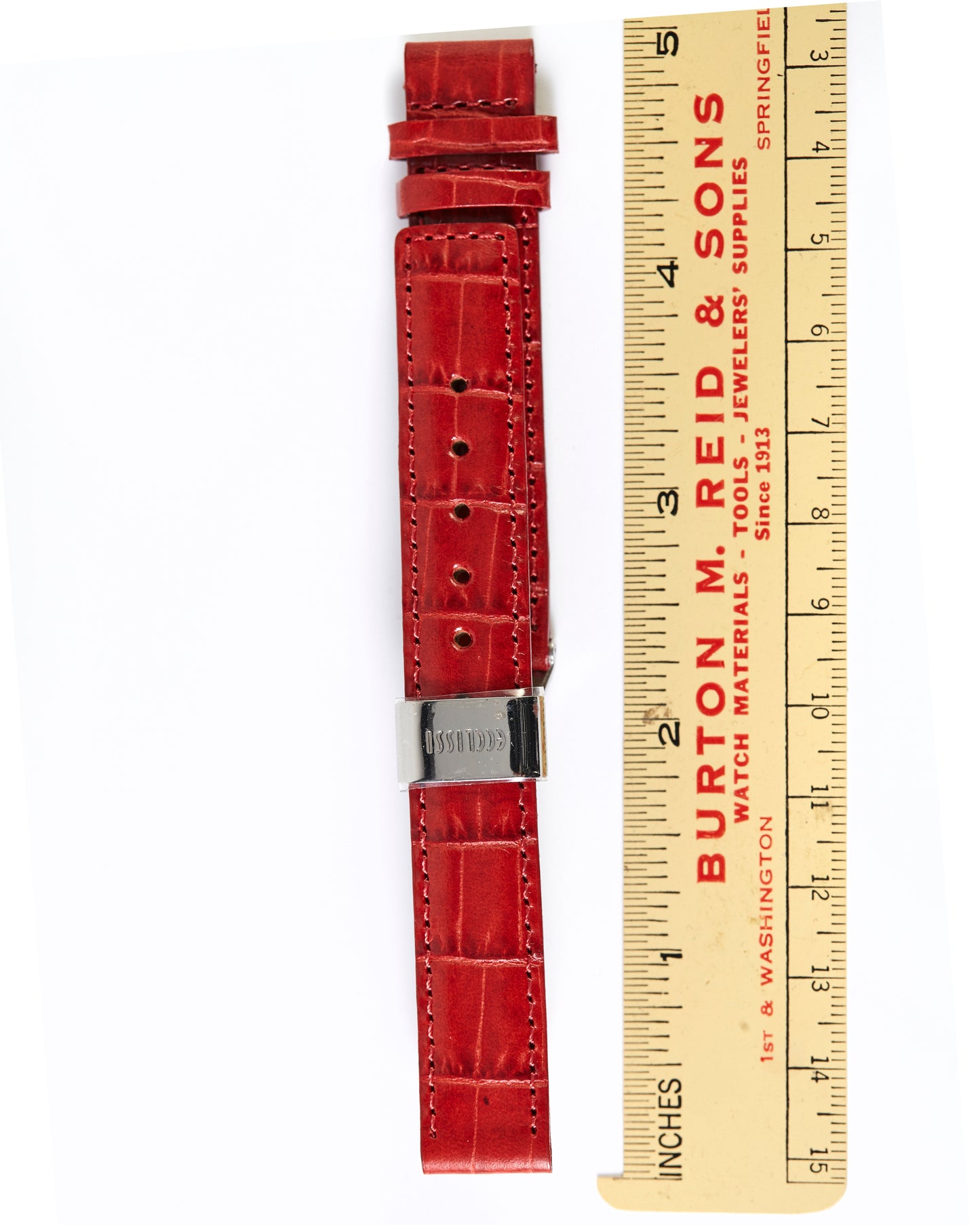 Ecclissi 14mm x 14mm Red Alligator Grain Leather Strap with deployment buckle 21770