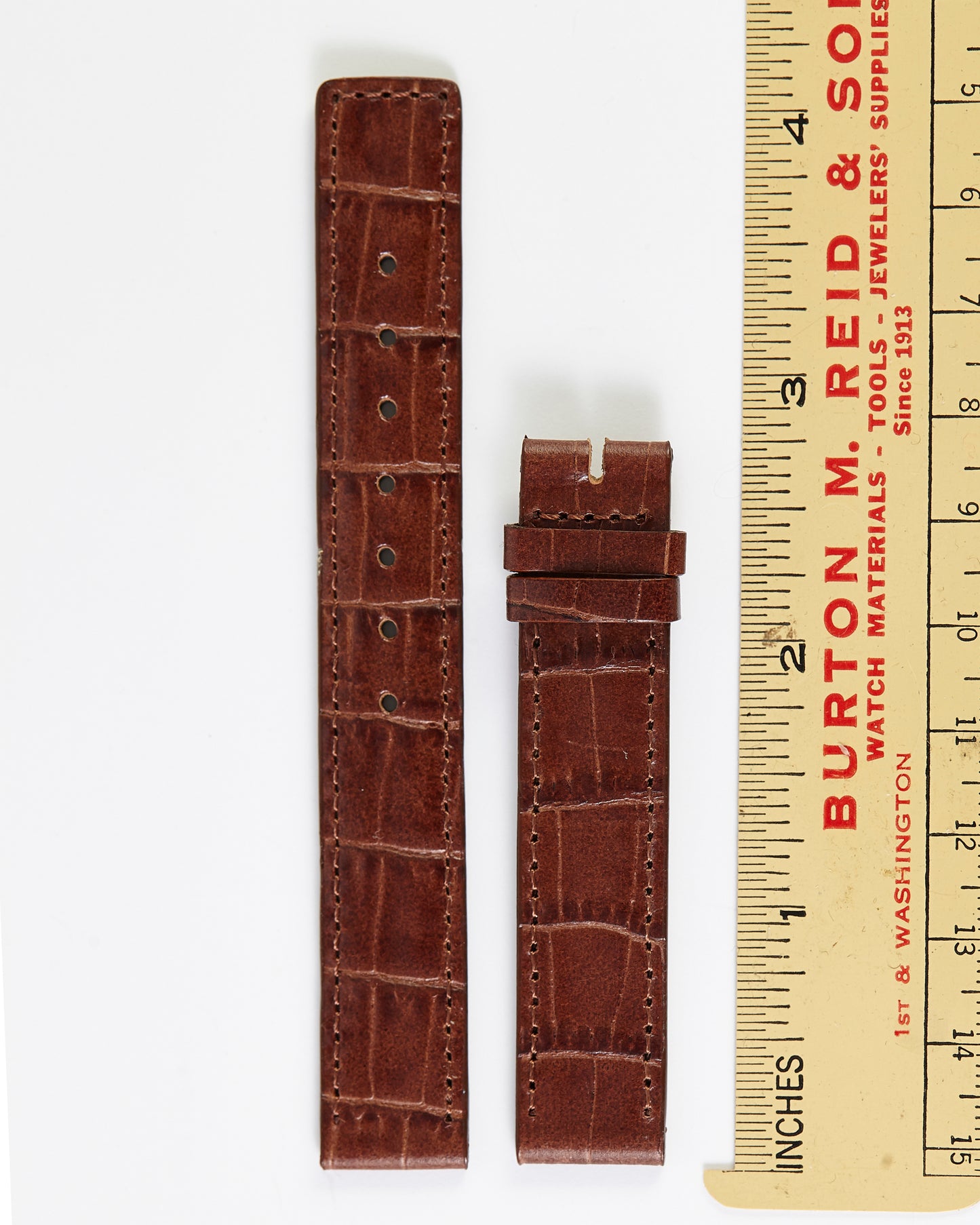 Ecclissi 14mm x 14mm Brown Alligator Grain Leather Strap 22120