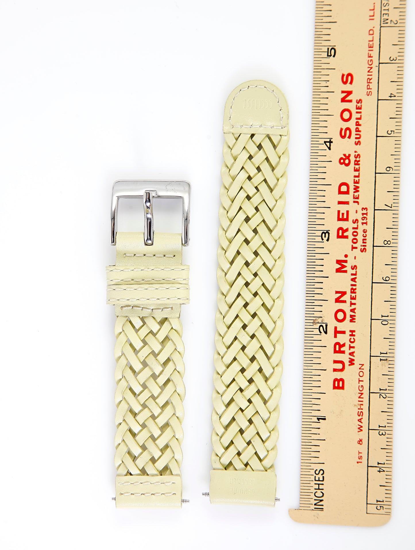 Ecclissi 18mm x 18mm Lime Green Leather Weave Strap original Buckle 23290 463249