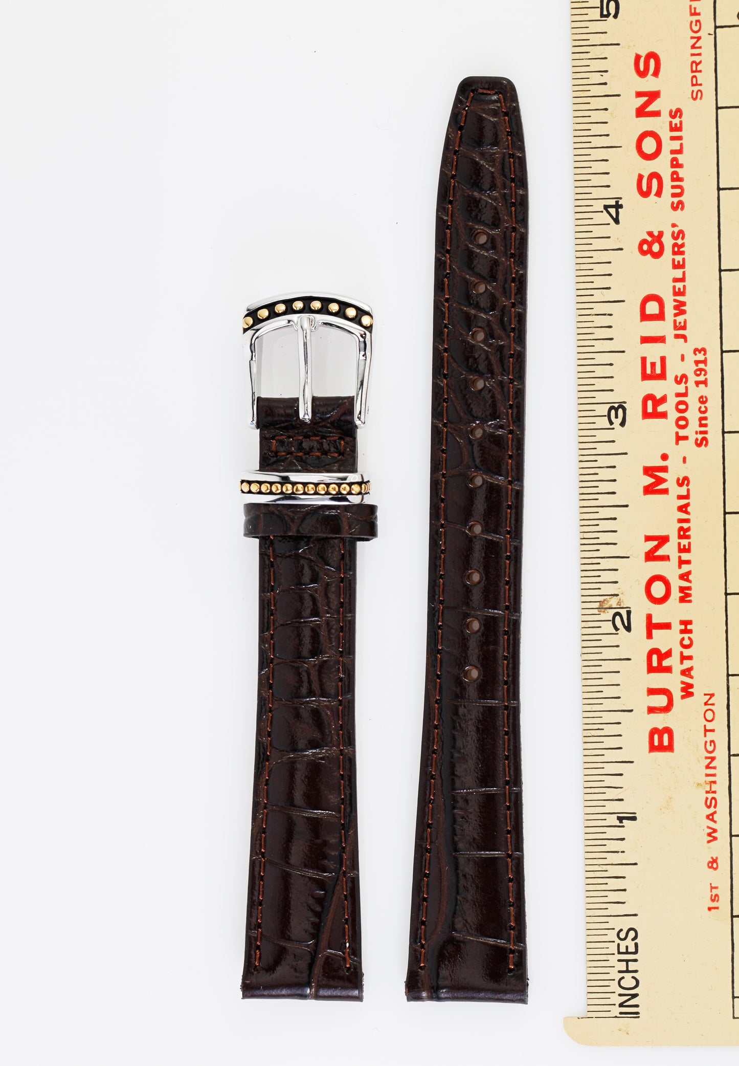 Ecclissi 15mm x 12mm Brown Alligator Grain Leather Strap original Buckle 22490