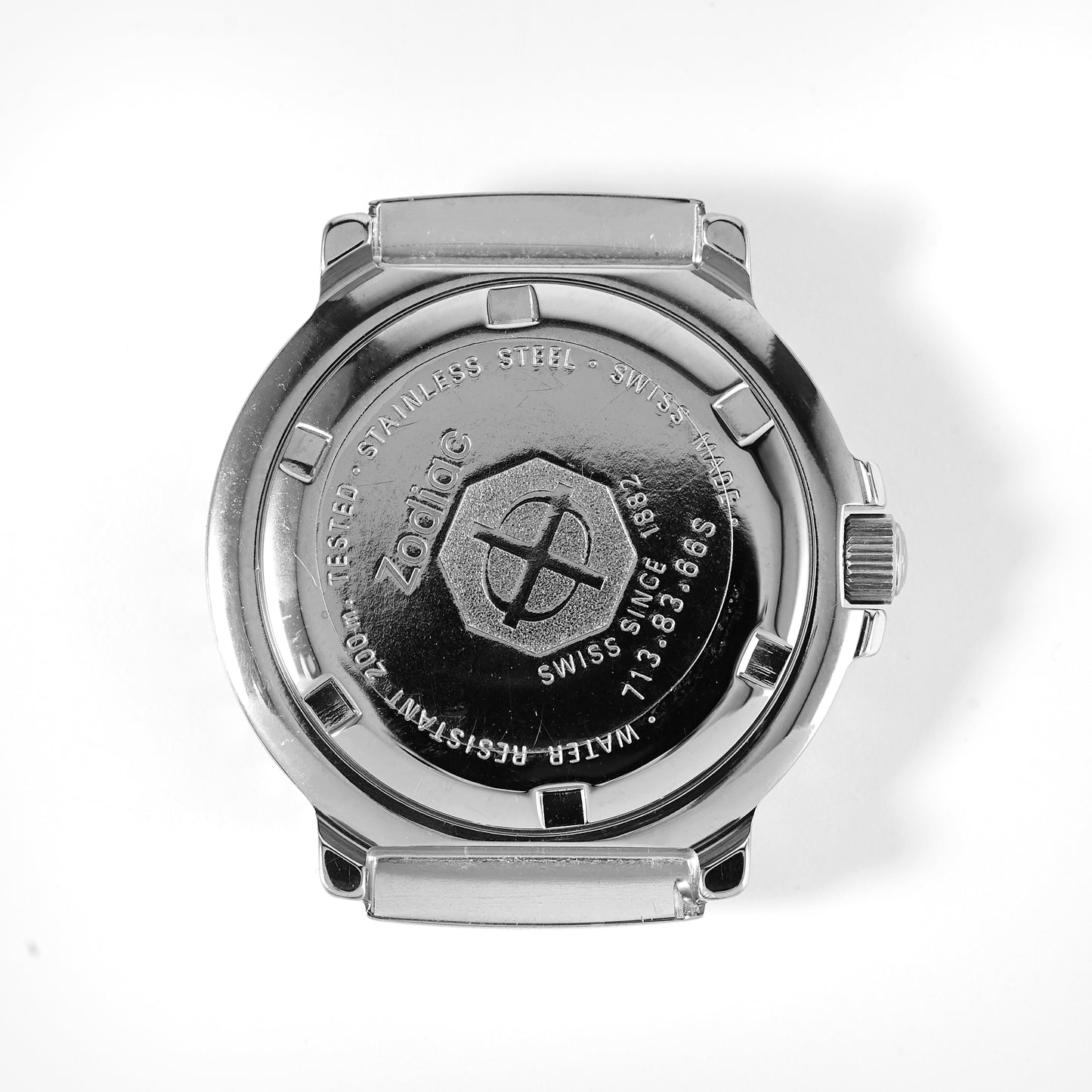 Zodiac Rare NOS 36mm Swiss Formula 200m Diving Watch Head Luminous Dial Black Bezel