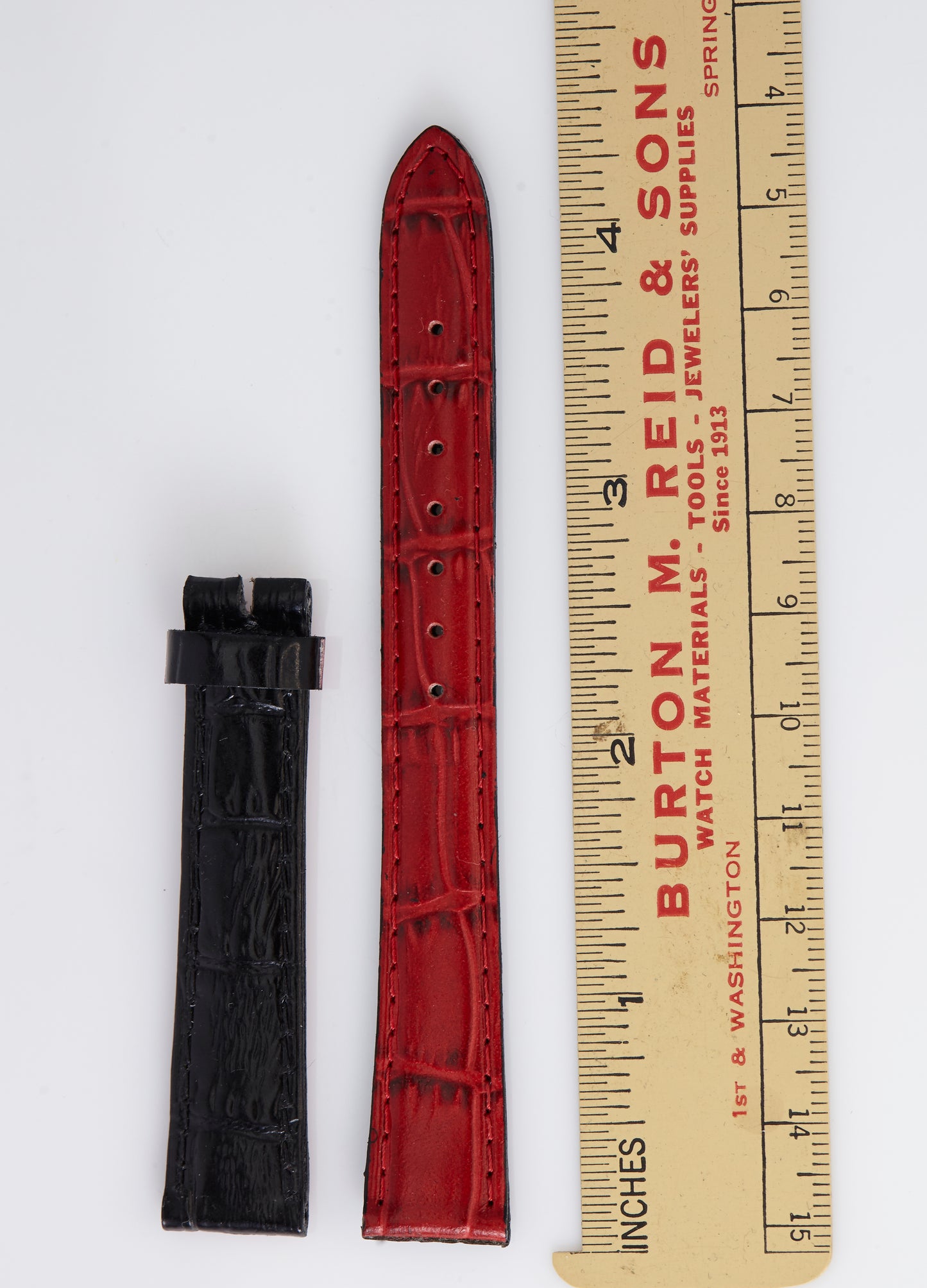 Ecclissi 14mm x 12mm Double Sided Red and Black Alligator Grain Strap 22630