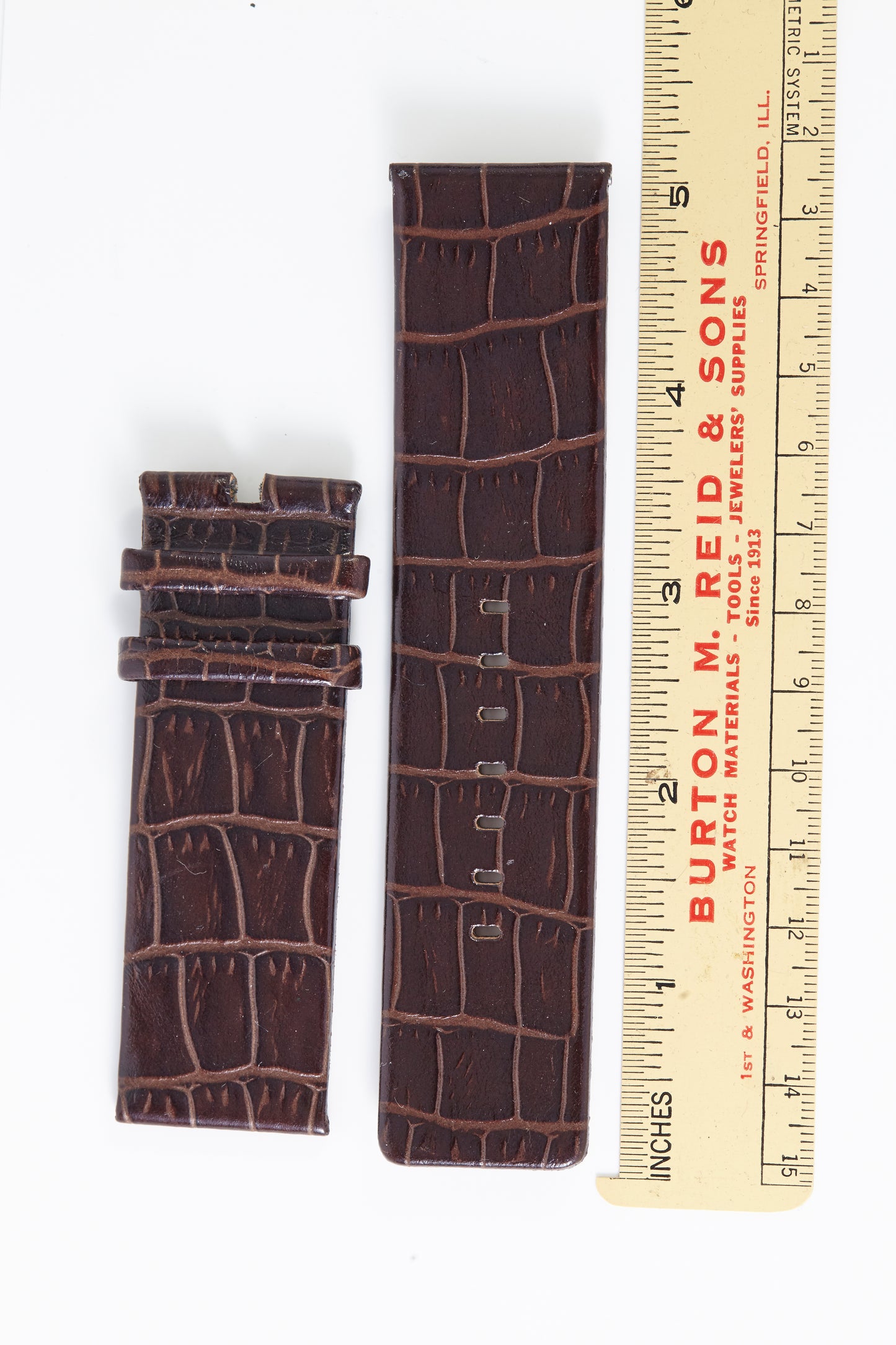 Ecclissi 28mm x 28mm Brown Alligator Grain Leather Strap 22610