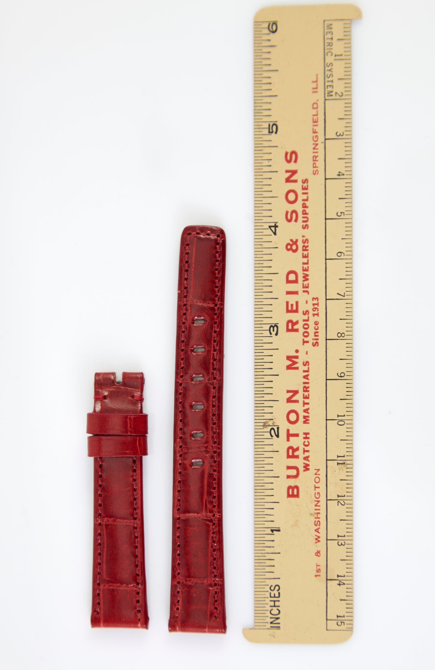 Ecclissi 14mm x 12mm Red Alligator Grain Leather Strap 21900