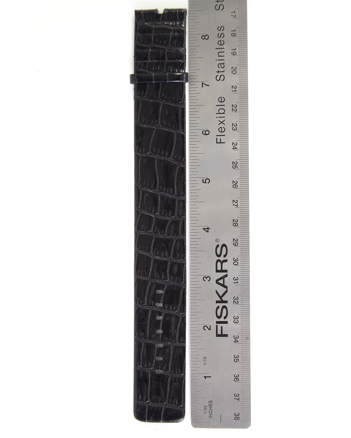 Ecclissi 28mm Black Leather Alligator Grain One Piece Strap 22595