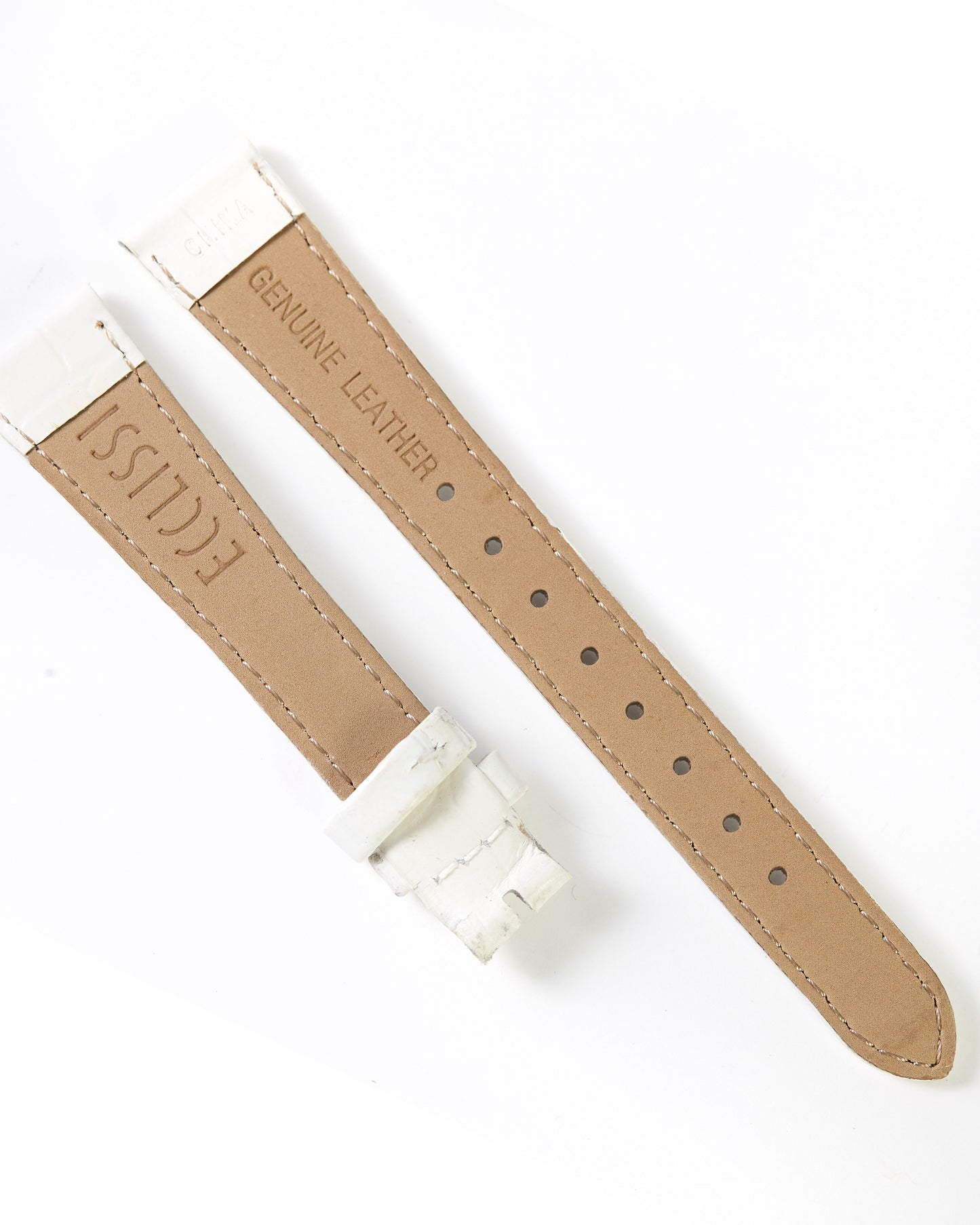 Ecclissi 16mm x 12mm White Alligator Grain Leather Strap 23890