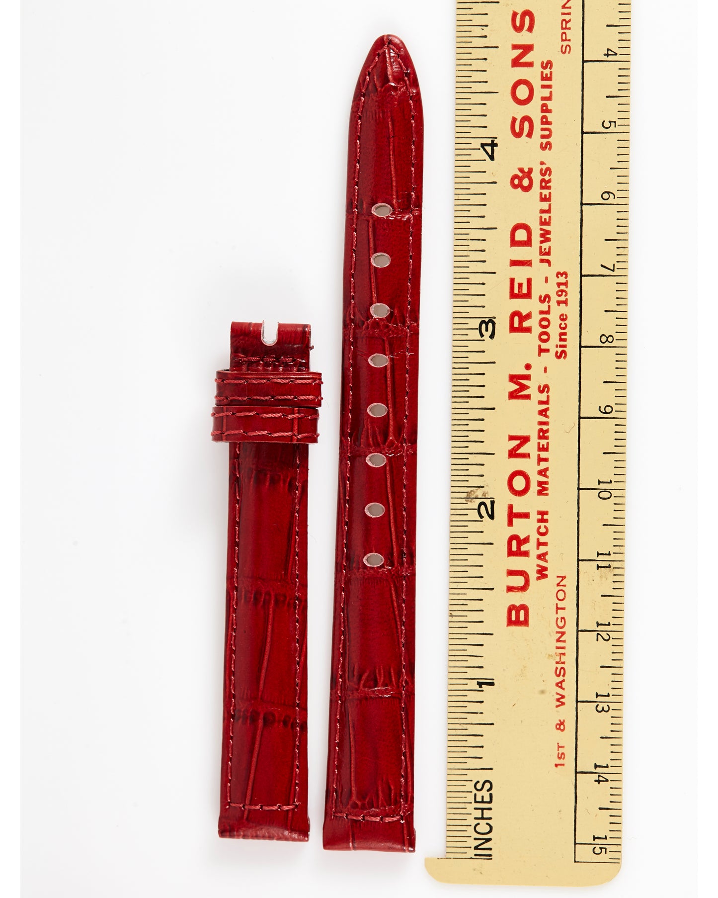 Ecclissi 12.5mm x 11mm Red Alligator Grain Leather Strap 22910