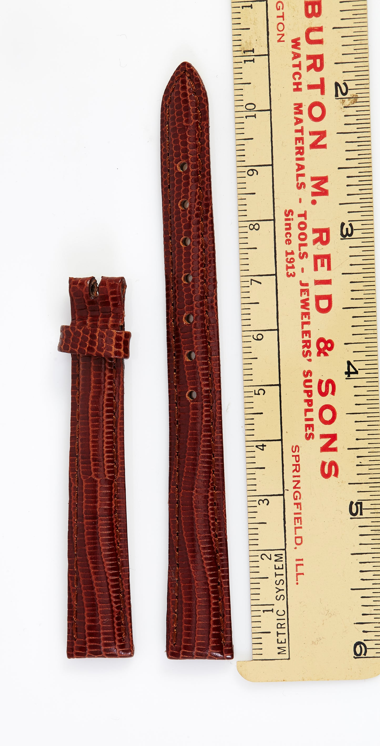 Ecclissi 12mm x 10mm Carmel Brown Lizard Grain Leather Ladies Strap 2070