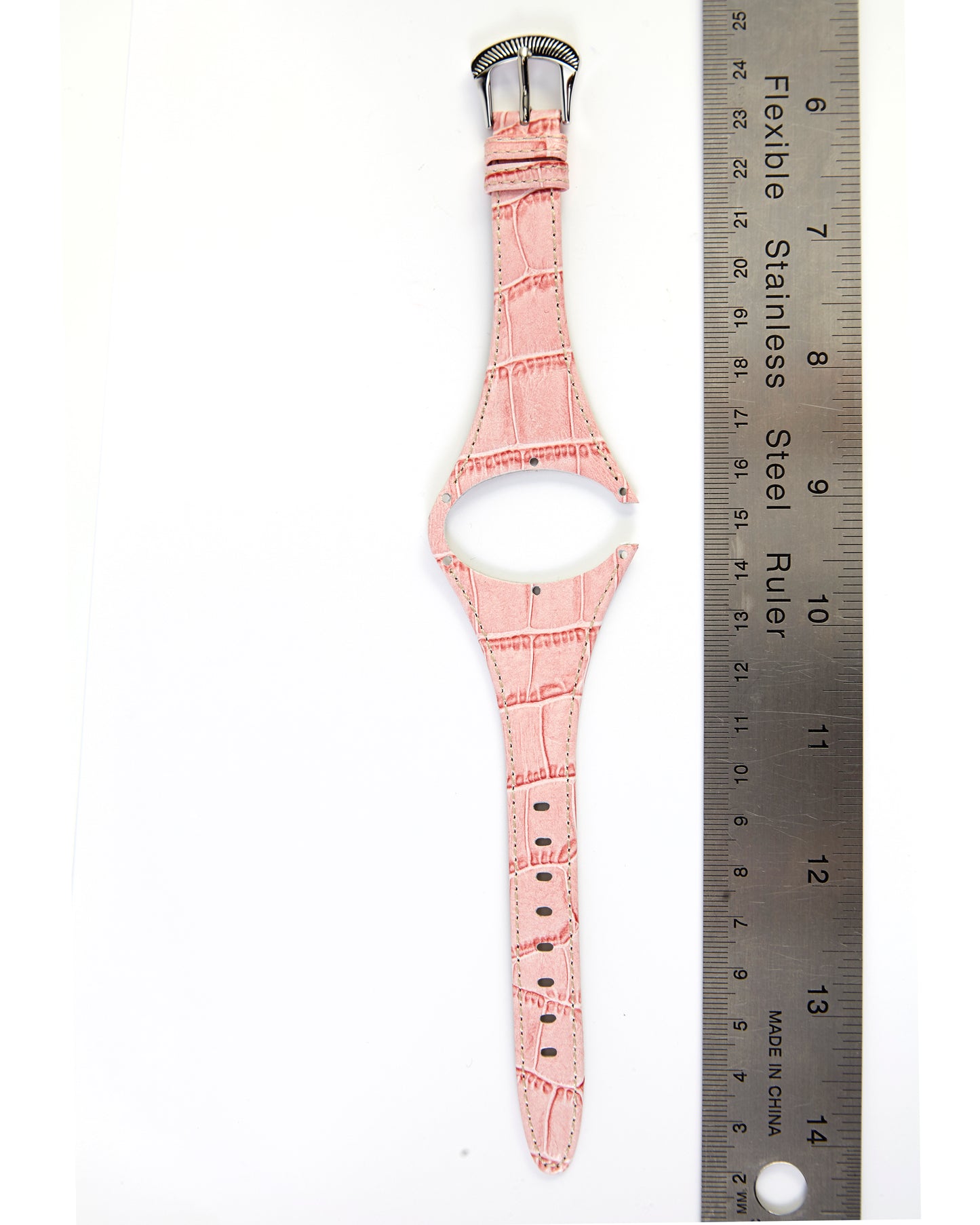 Ecclissi Pink Alligator Grain Leather One-Piece Ladies Strap original 14mm Buckle 22940