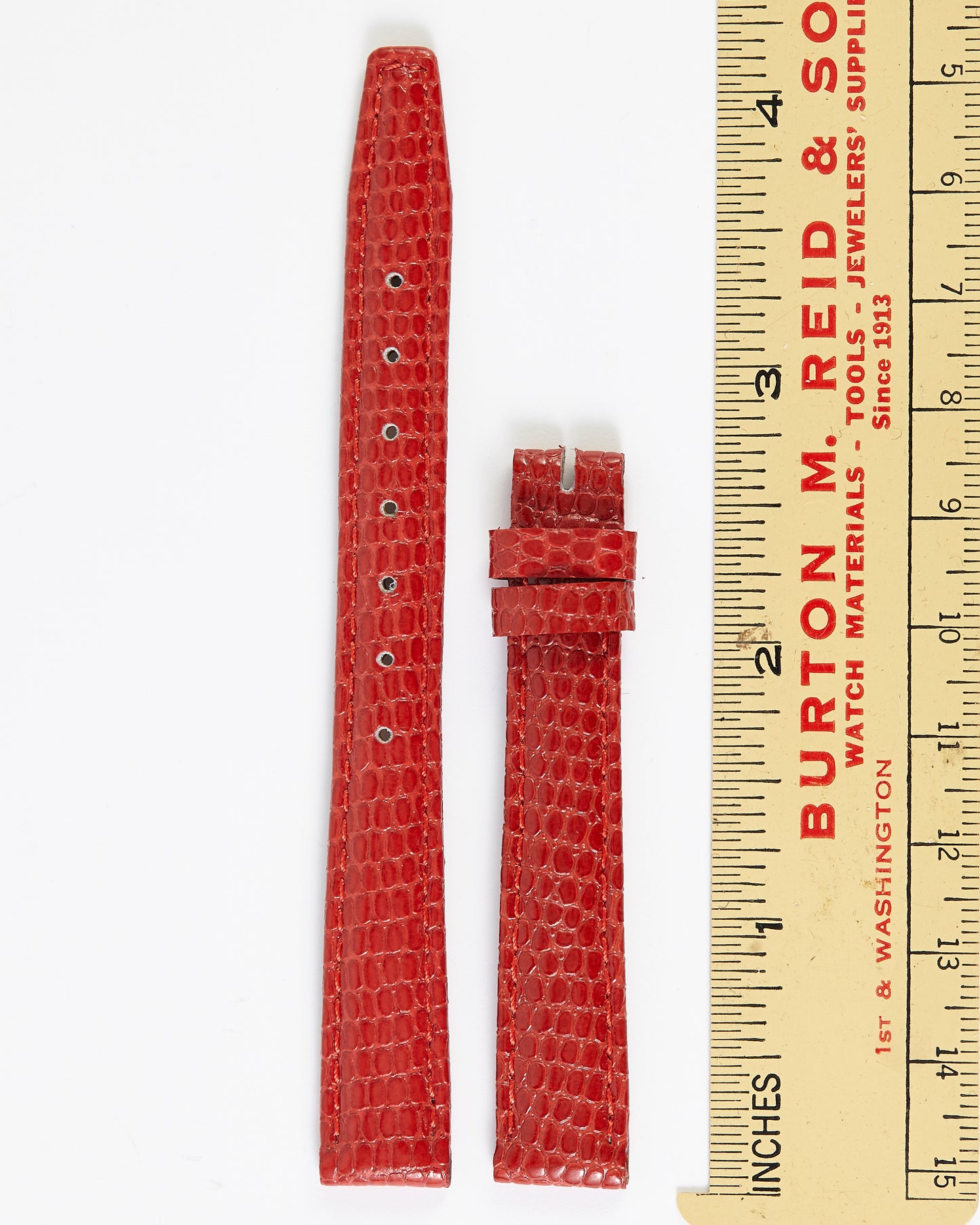 Ecclissi 12mm x 10mm Bright Red Leather Lizard Grain Strap 232
