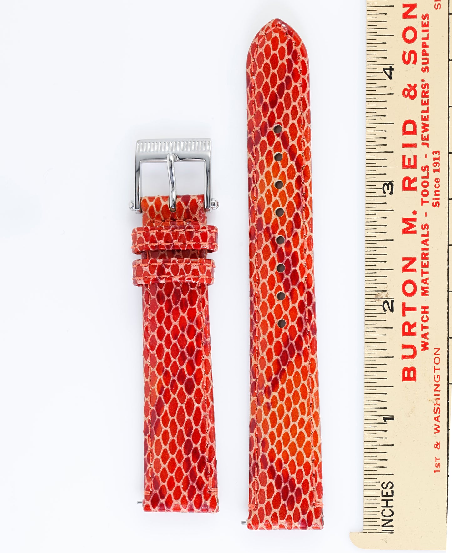 Ecclissi 16mm x 14mm Orange Leather Snakeskin Grain Strap original Buckle 23945