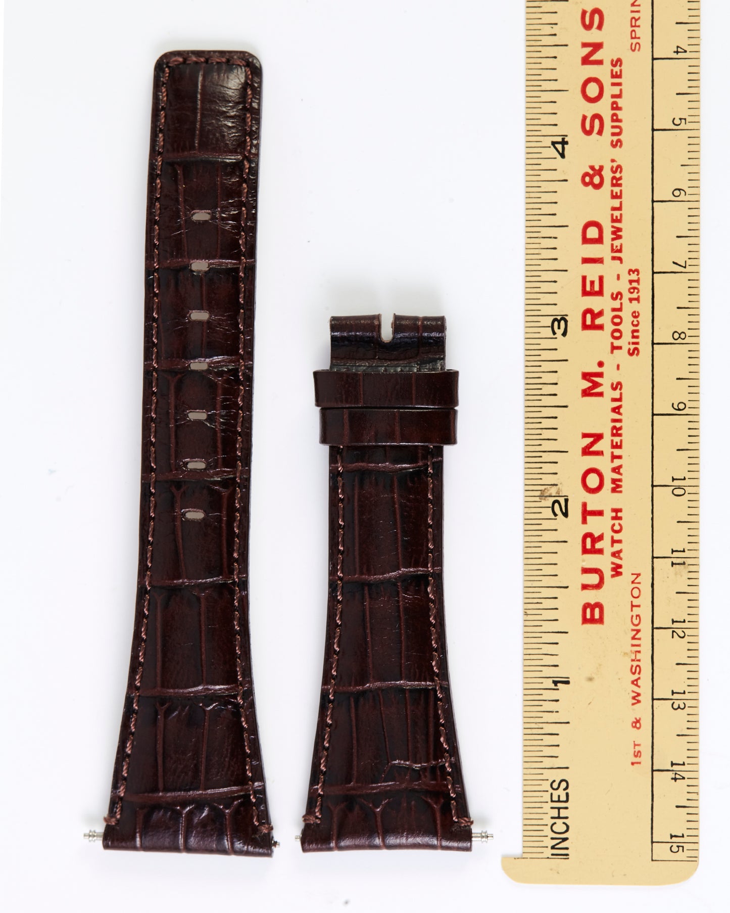 Ecclissi 24mm x 16mm Dark Brown Alligator Grain Leather Strap 23905