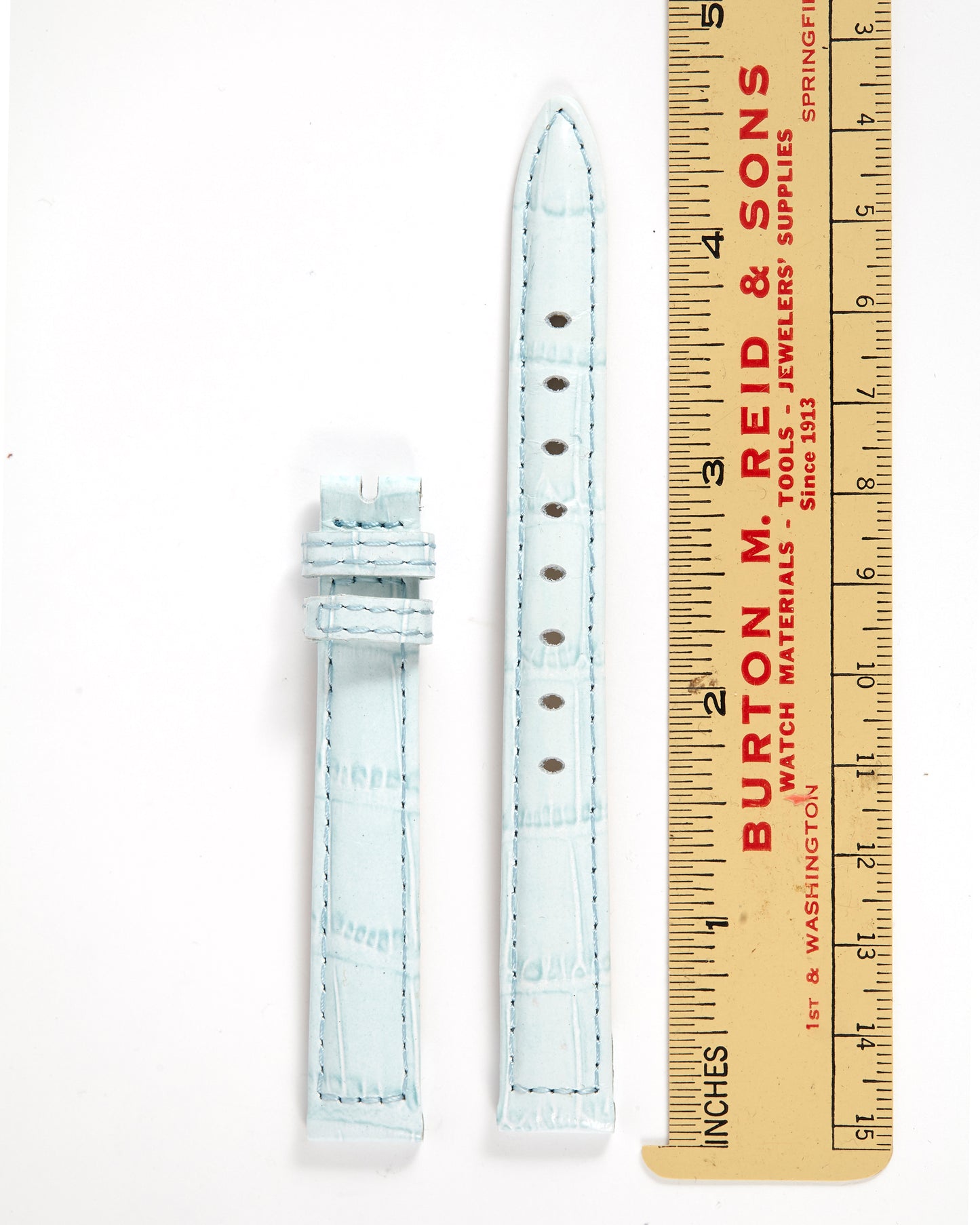 Ecclissi 12.5mm x 11mm Baby Blue Alligator Grain Leather Strap 22910