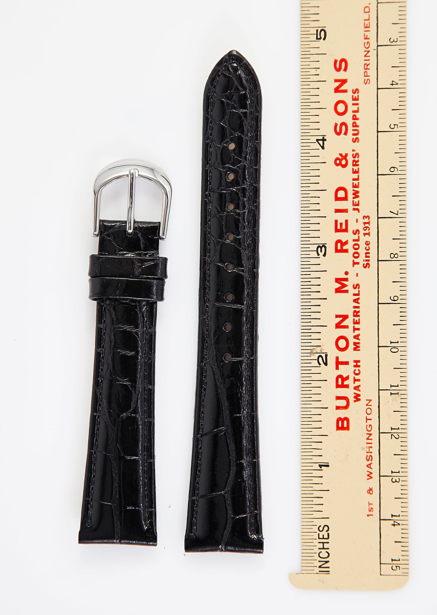 Ecclissi 18mm x 16mm Black Alligator Grain Leather Strap original Buckle 75490