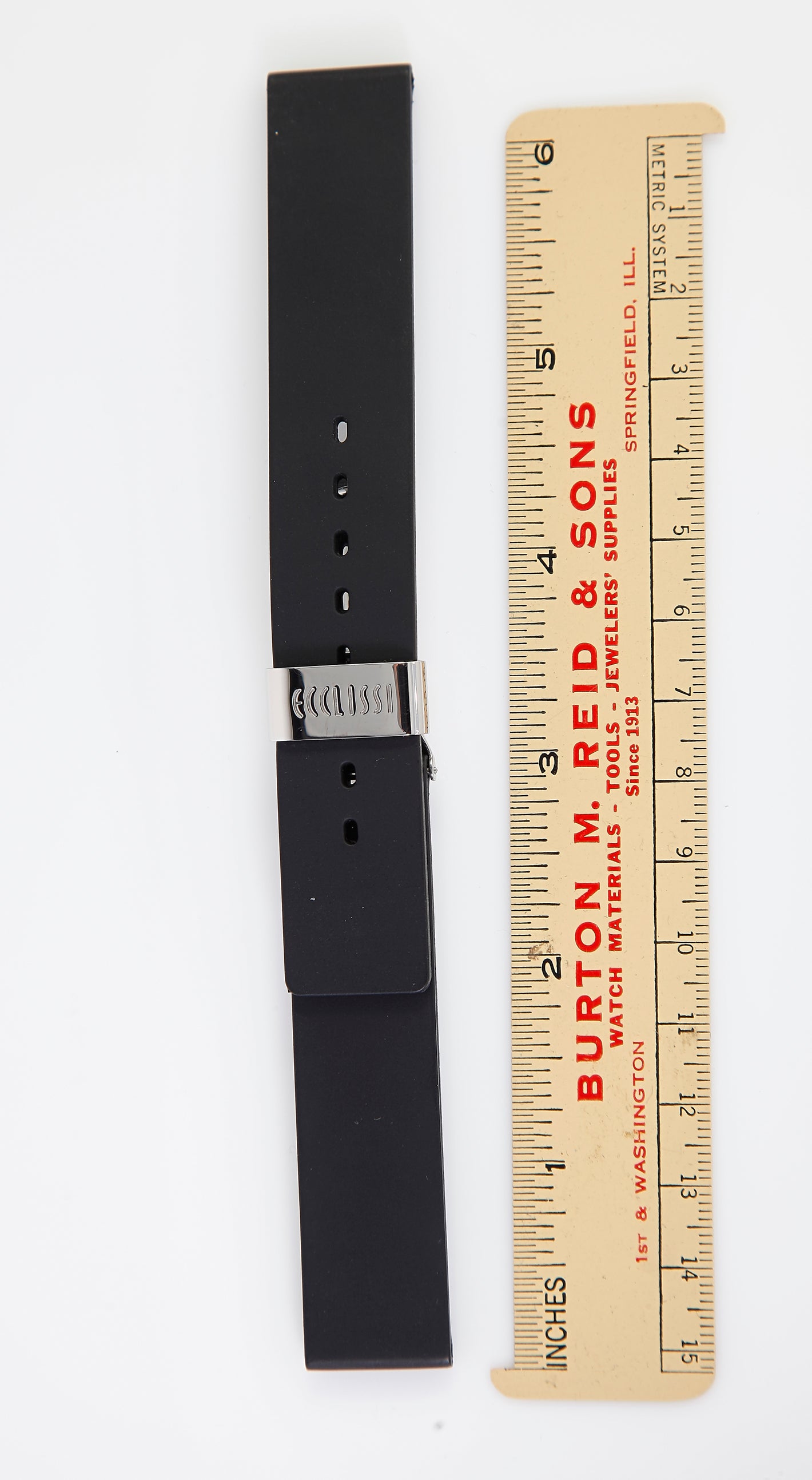 Ecclissi 18mm x 18mm Black Rubber Strap with deployment buckle 75330