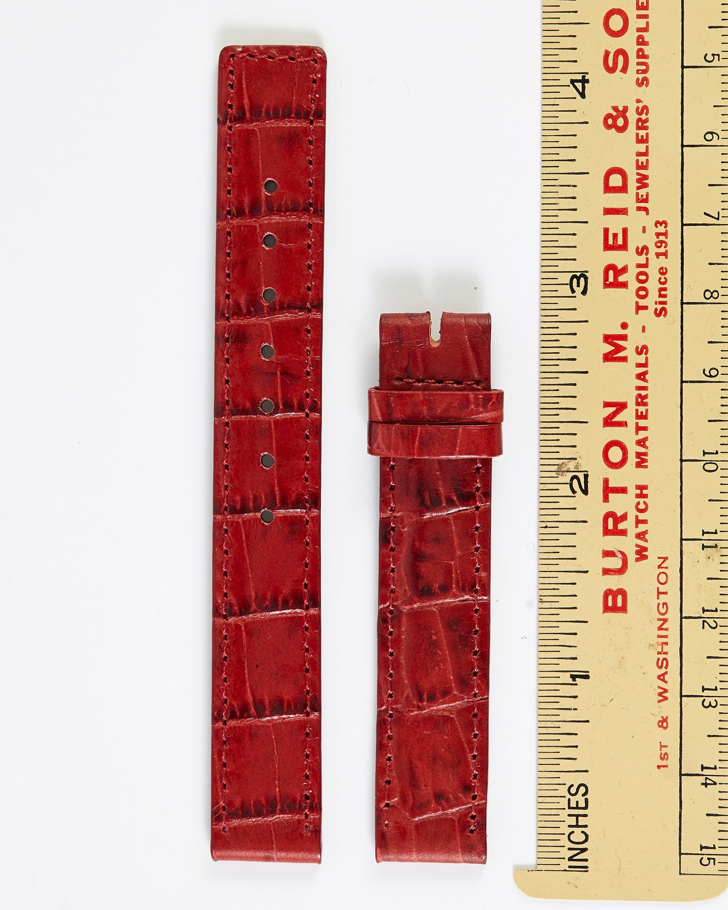 Ecclissi 14mm x 14mm Red Alligator Grain Leather Strap 22120