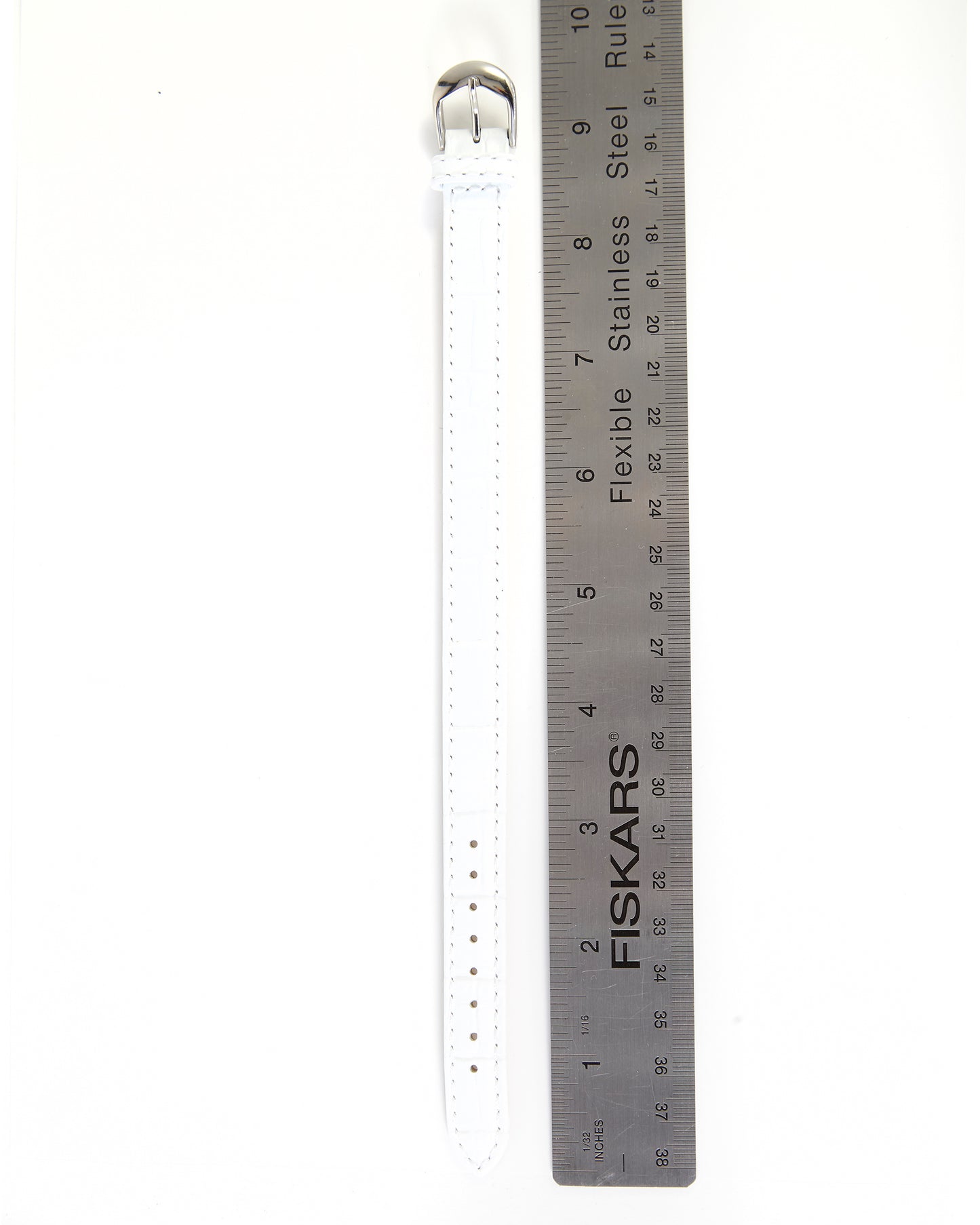 Ecclissi 14mm One-Piece White Alligator Grain Leather Strap original Buckle 15230