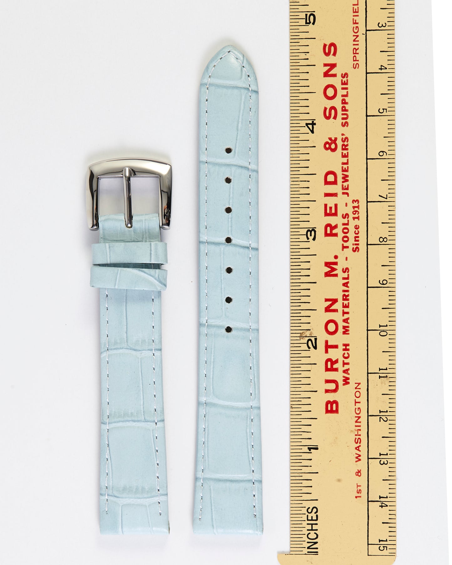 Ecclissi 16mm x 14mm Light Blue Alligator Grain Leather Strap 10455