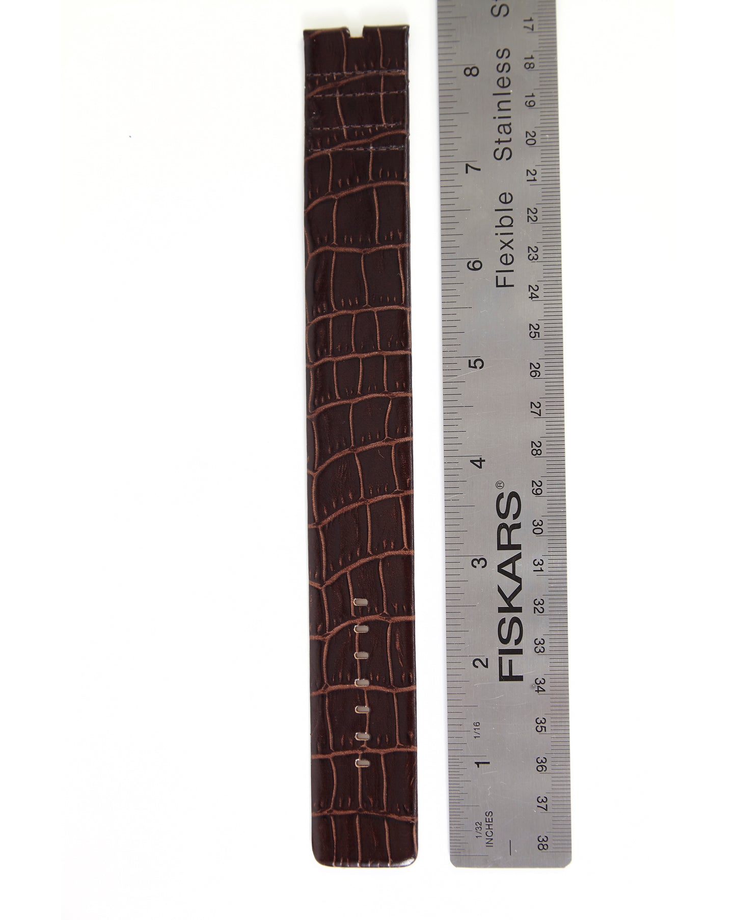 Ecclissi 28mm Brown Leather Alligator Grain One Piece Strap 22595