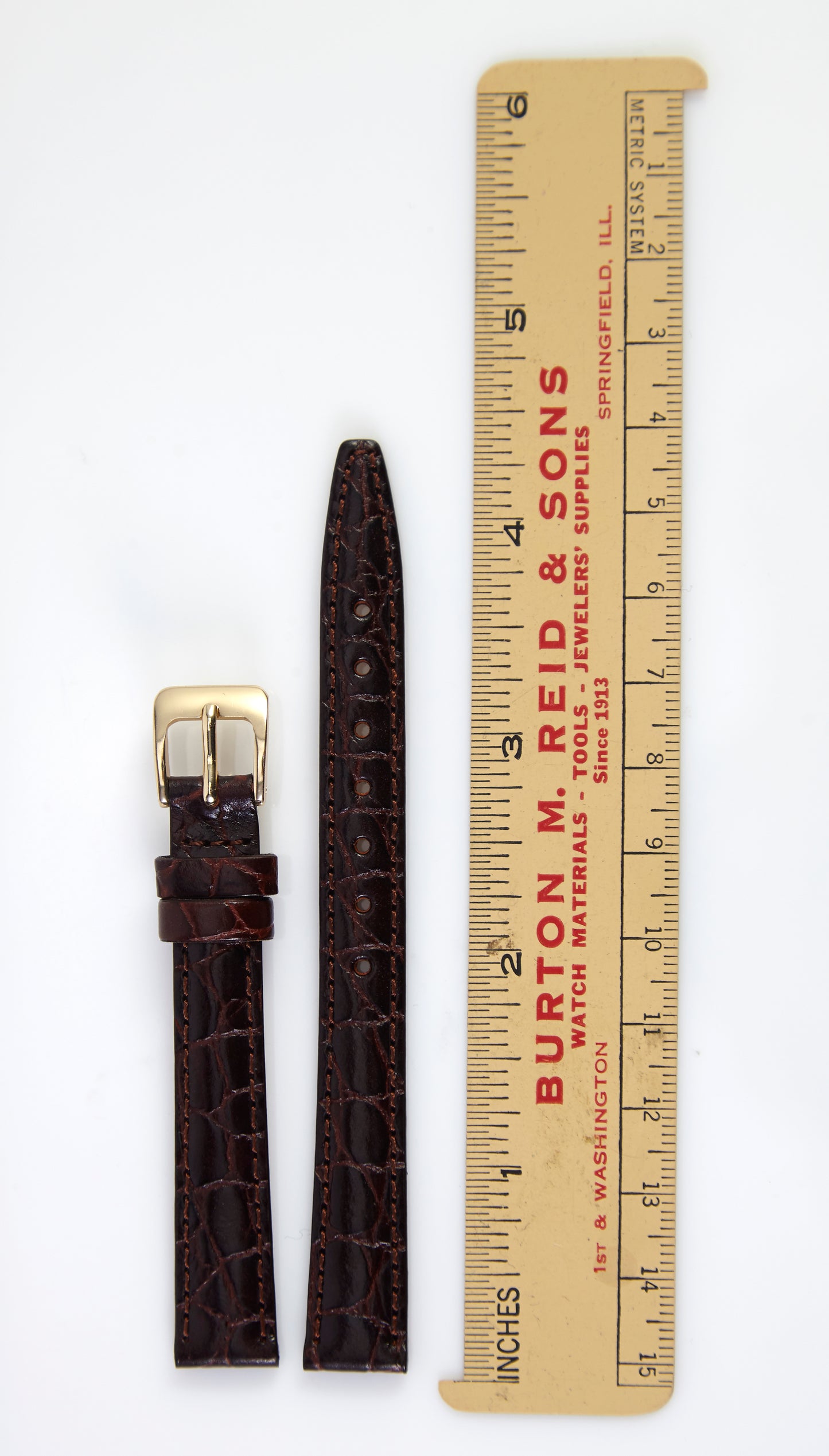 Ecclissi 12mm x 10mm Brown Alligator Grain Leather Strap 80070