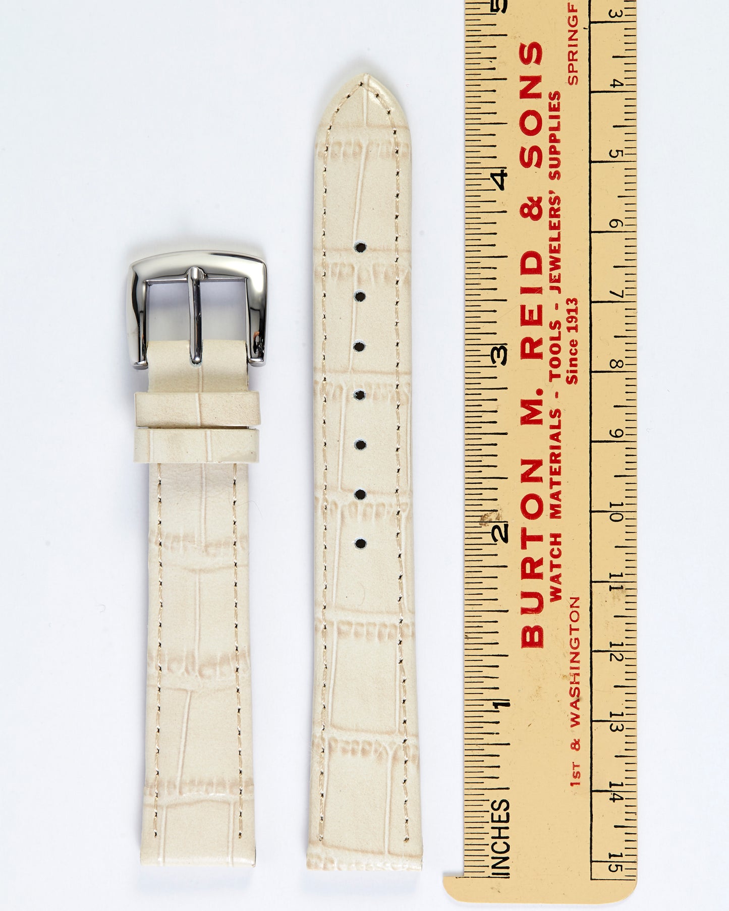 Ecclissi 16mm x 14mm Cream Alligator Grain Leather Strap 10455