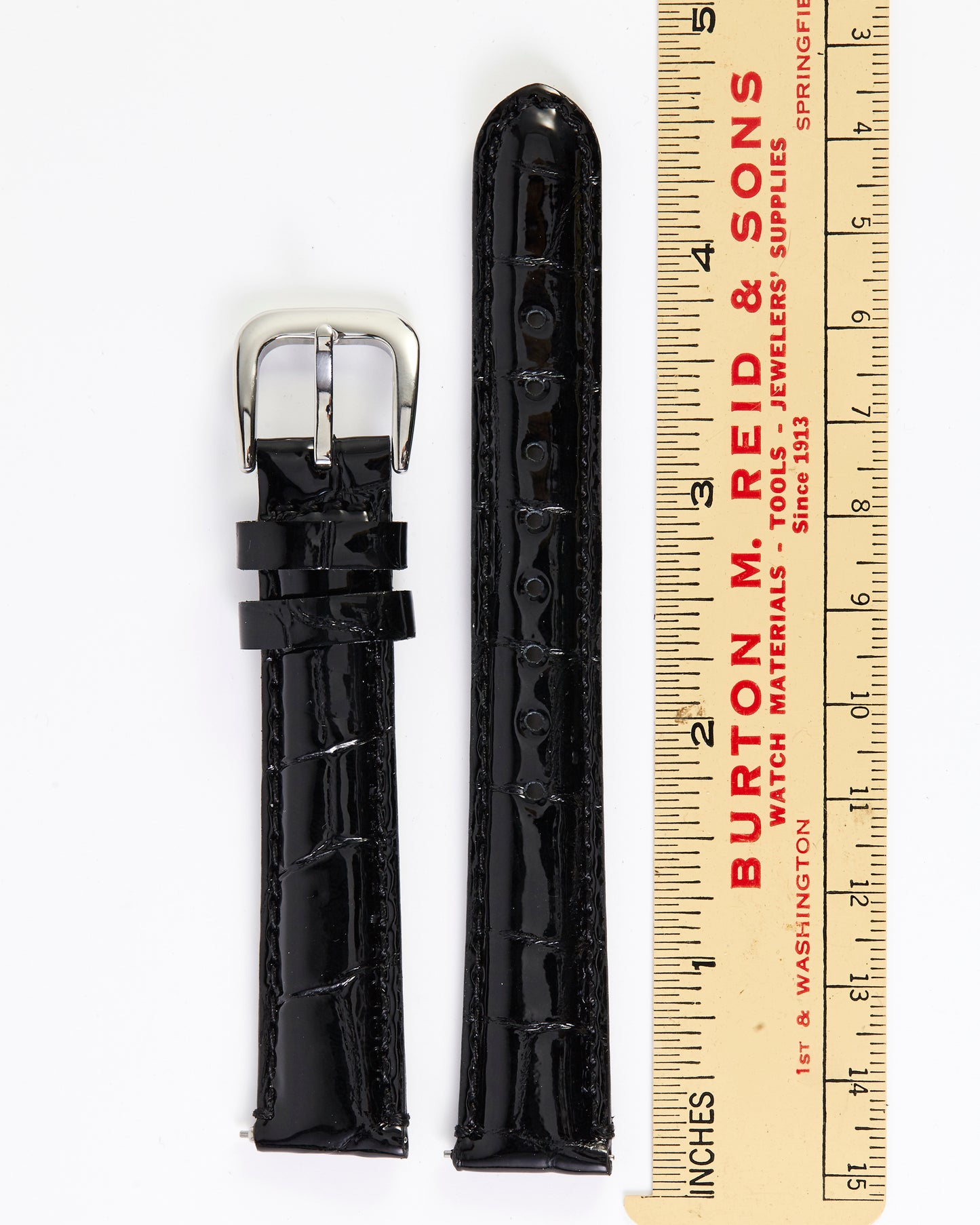 Ecclissi 16mm x 14mm Black Alligator Grain Leather Strap original Buckle 23955