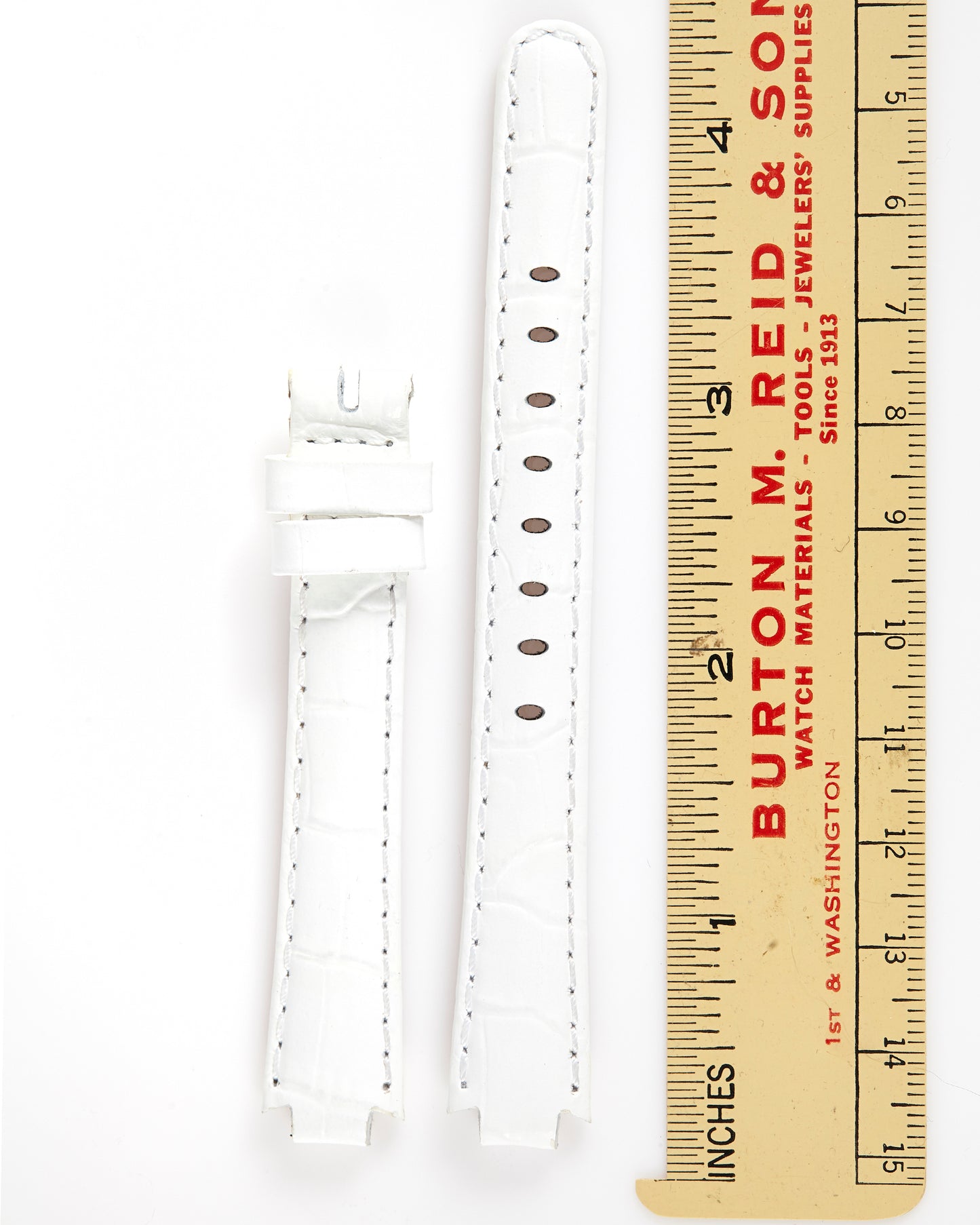 Ecclissi 13mm x 10mm notched to 7mm White Alligator Grain Ladies Leather Strap 22690