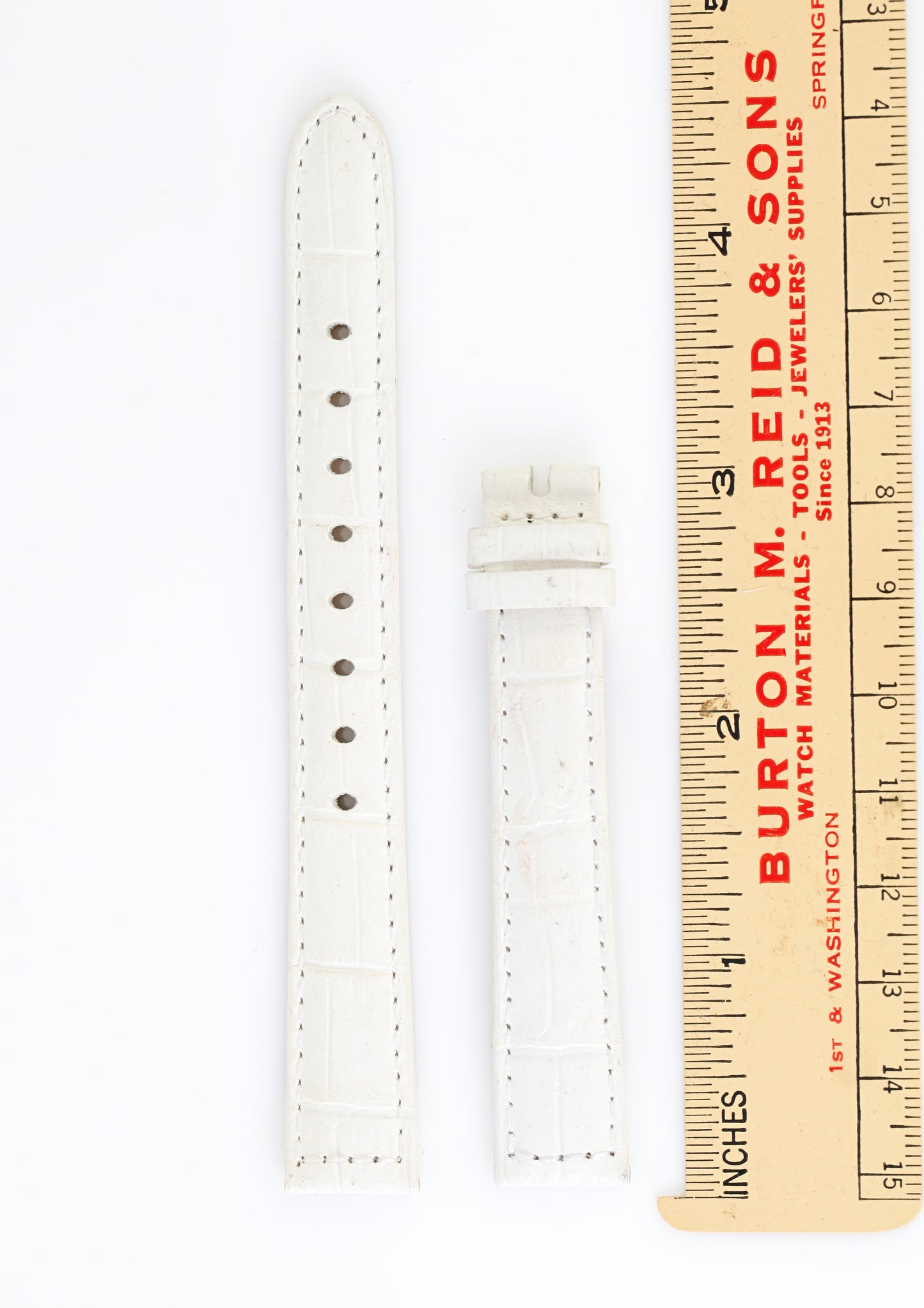 Ecclissi 14mm x 12mm White Alligator Grain Leather Strap 22825
