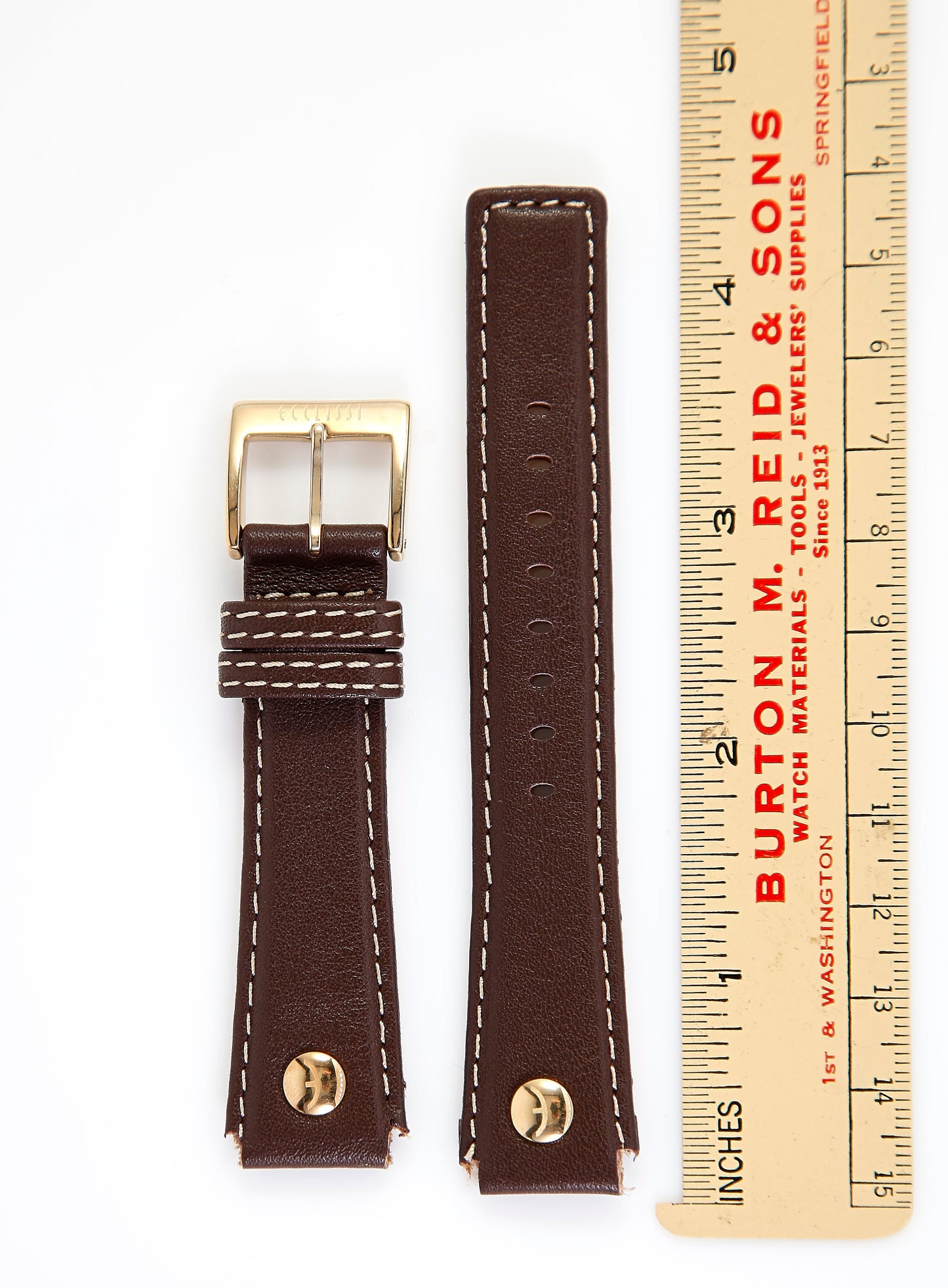 Ecclissi 20mm x 16mm Dark Brown Leather Strap original Buckle 80250