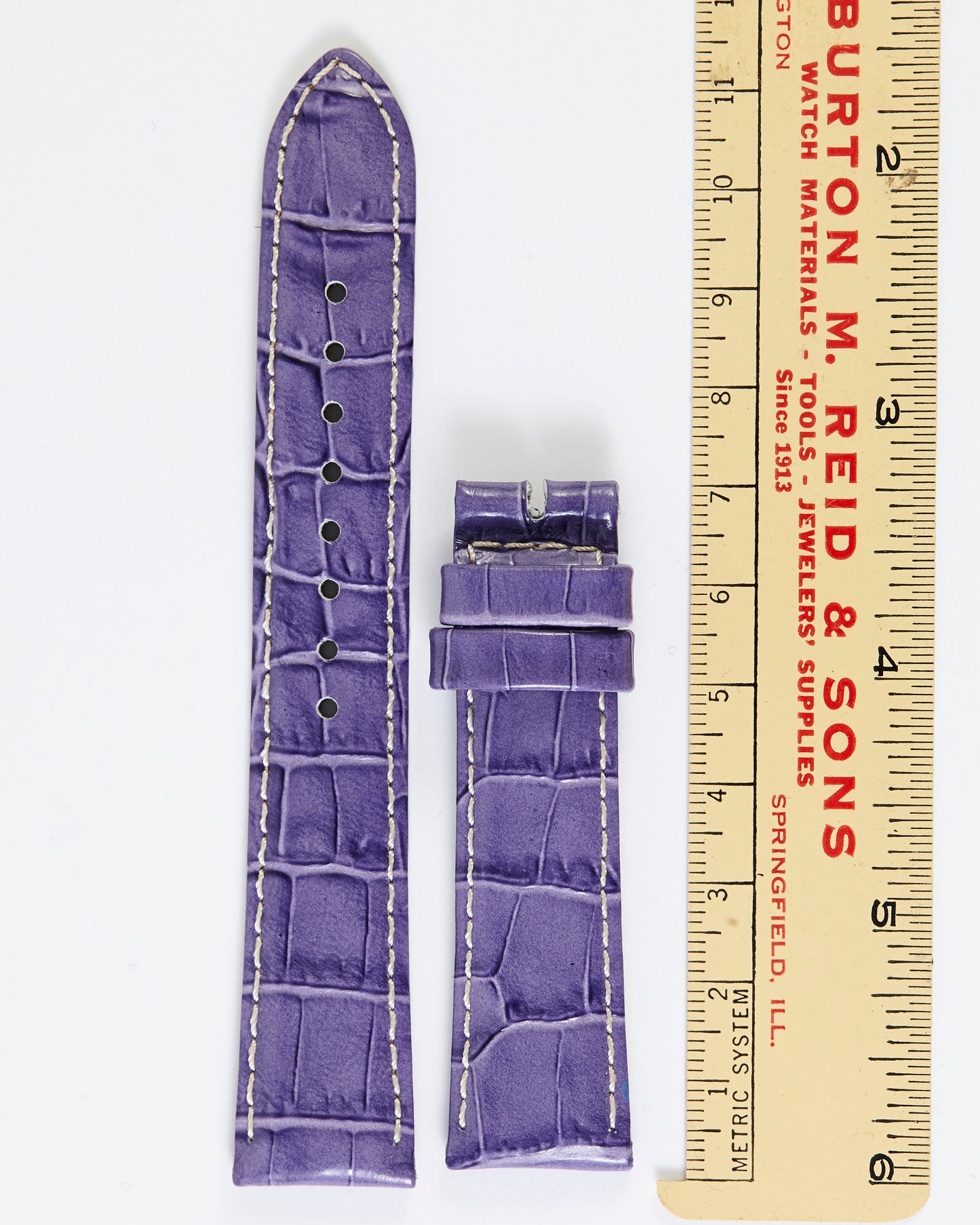 Ecclissi 18mm x 16mm Purple Alligator Grain Leather Strap 22875
