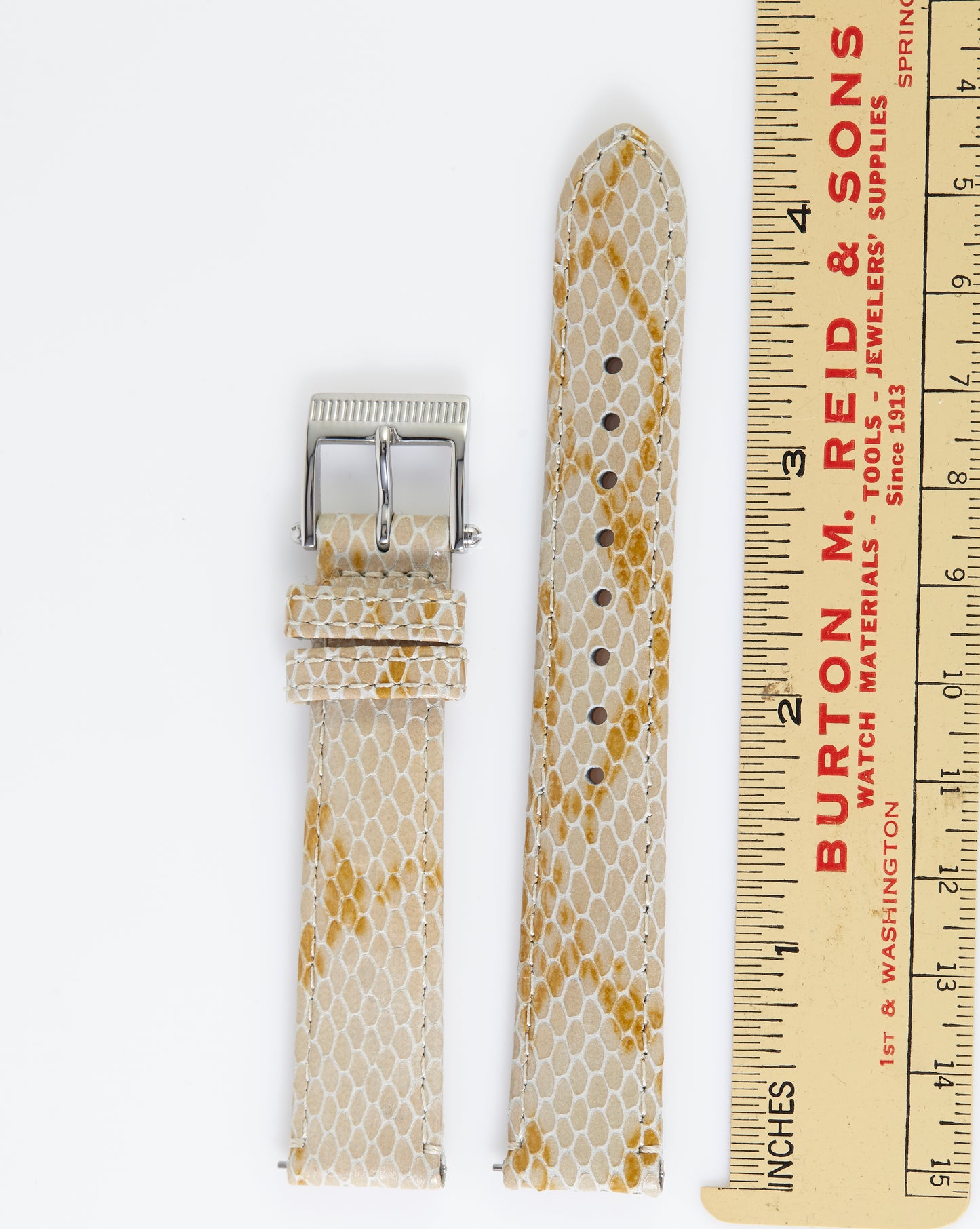 Ecclissi 16mm x 14mm Tan Leather Snakeskin Grain Strap original Buckle 23945