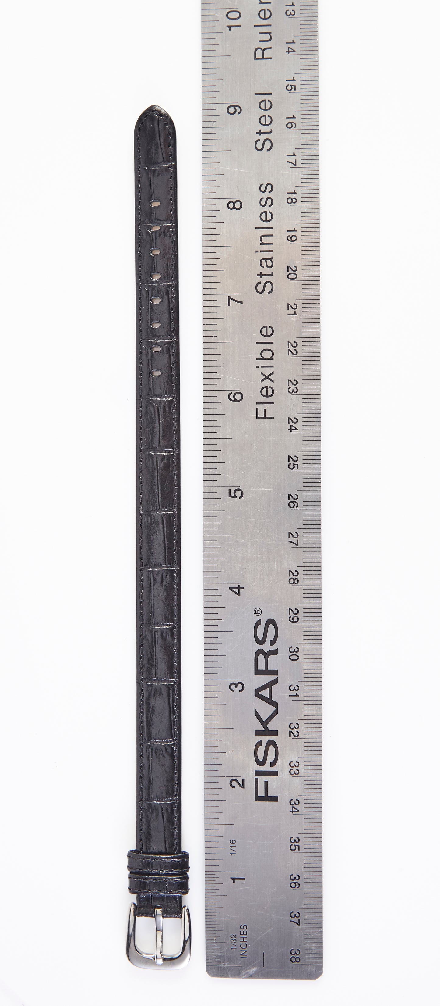 Ecclissi 12mm Black Alligator Grain Leather Ladies One-Piece Strap 23180 23183