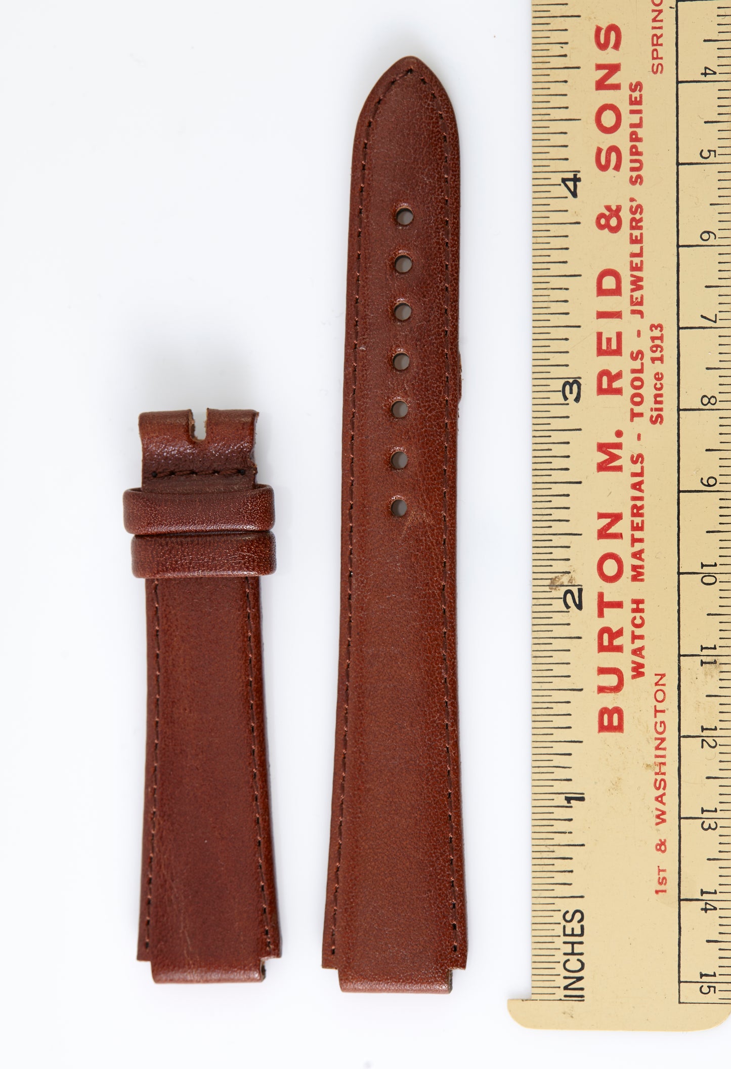 Ecclissi 14mm x 14mm Notched Brown Leather Strap 22590