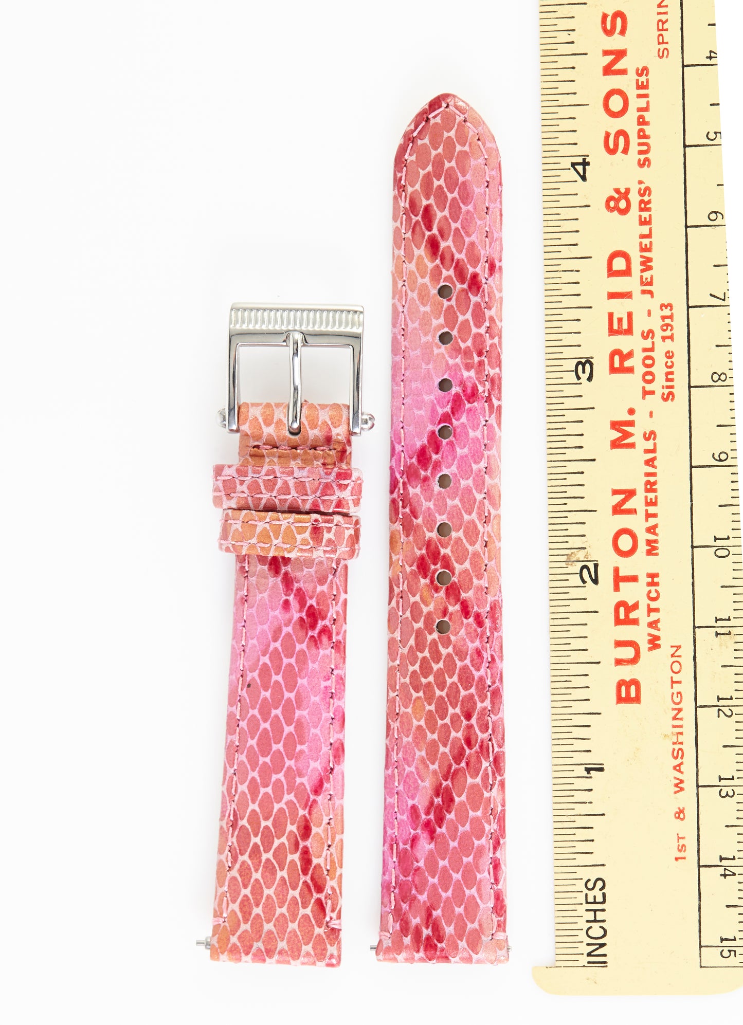 Ecclissi 16mm x 14mm Pink Leather Snakeskin Grain Strap original Buckle 23945