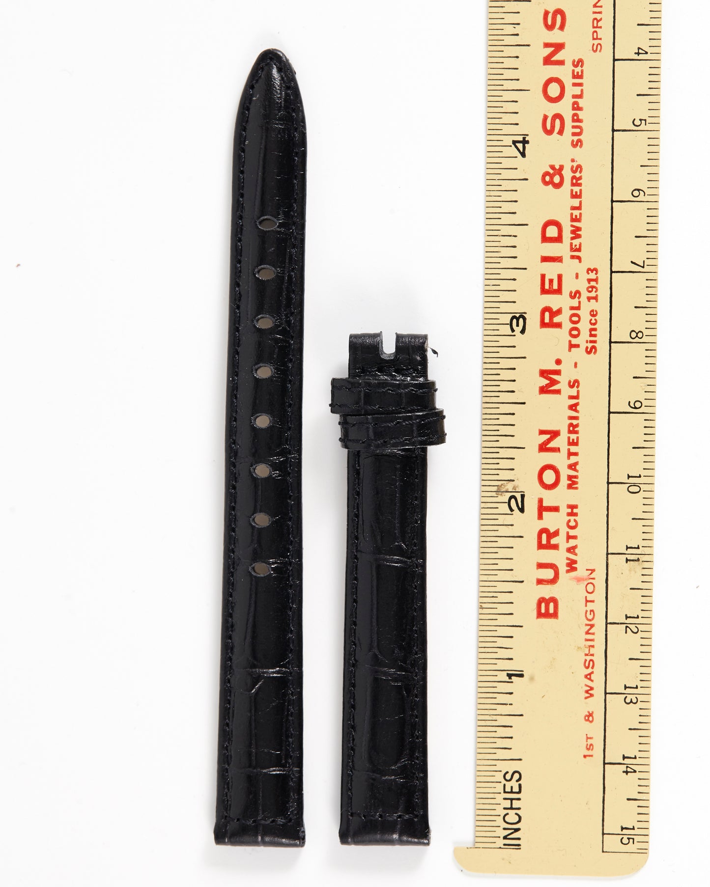 Ecclissi 12.5mm x 11mm Black Alligator Grain Leather Strap 22910