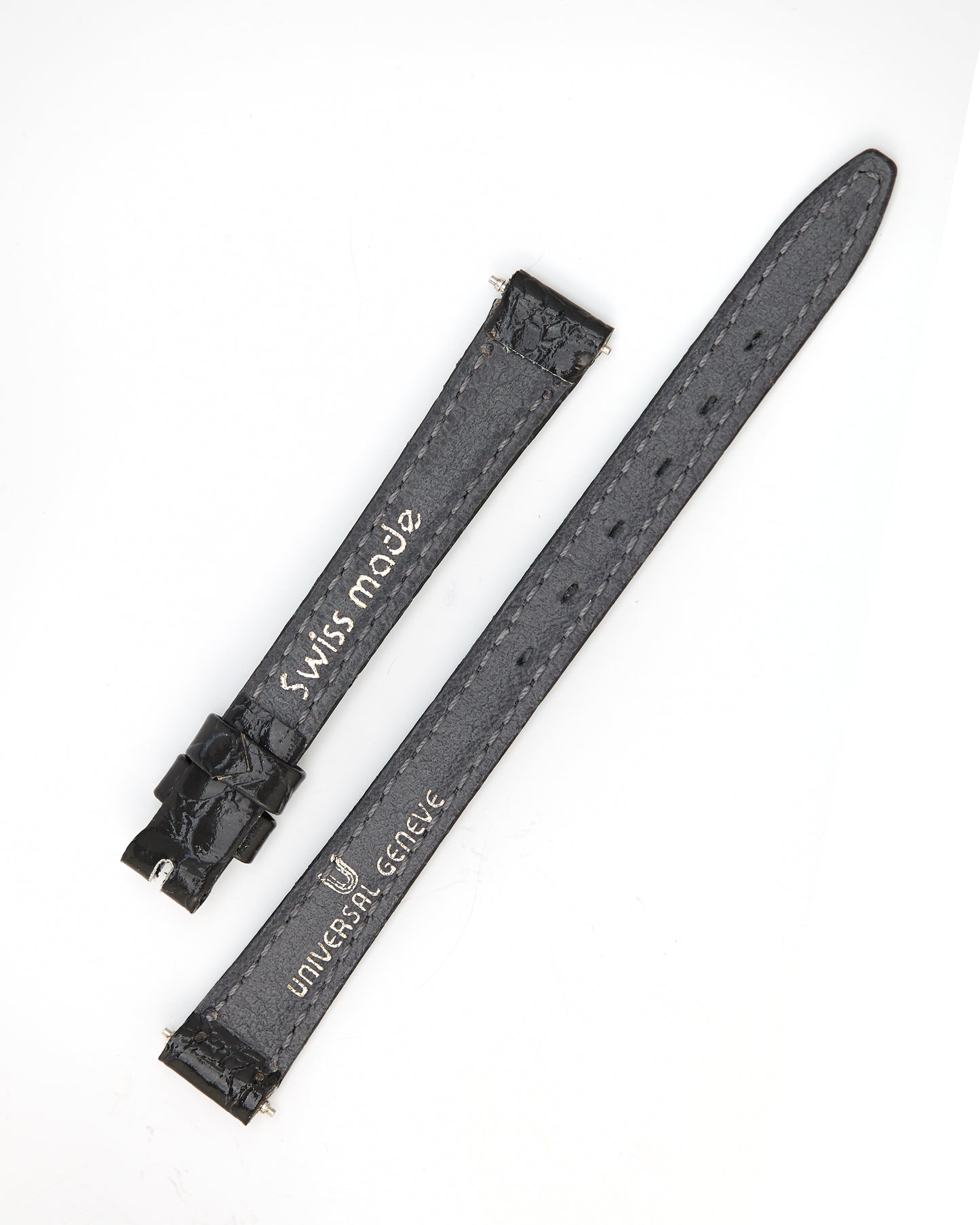 Universal Geneve 10mm x 8mm Dark Grey Vintage Crocodile Strap