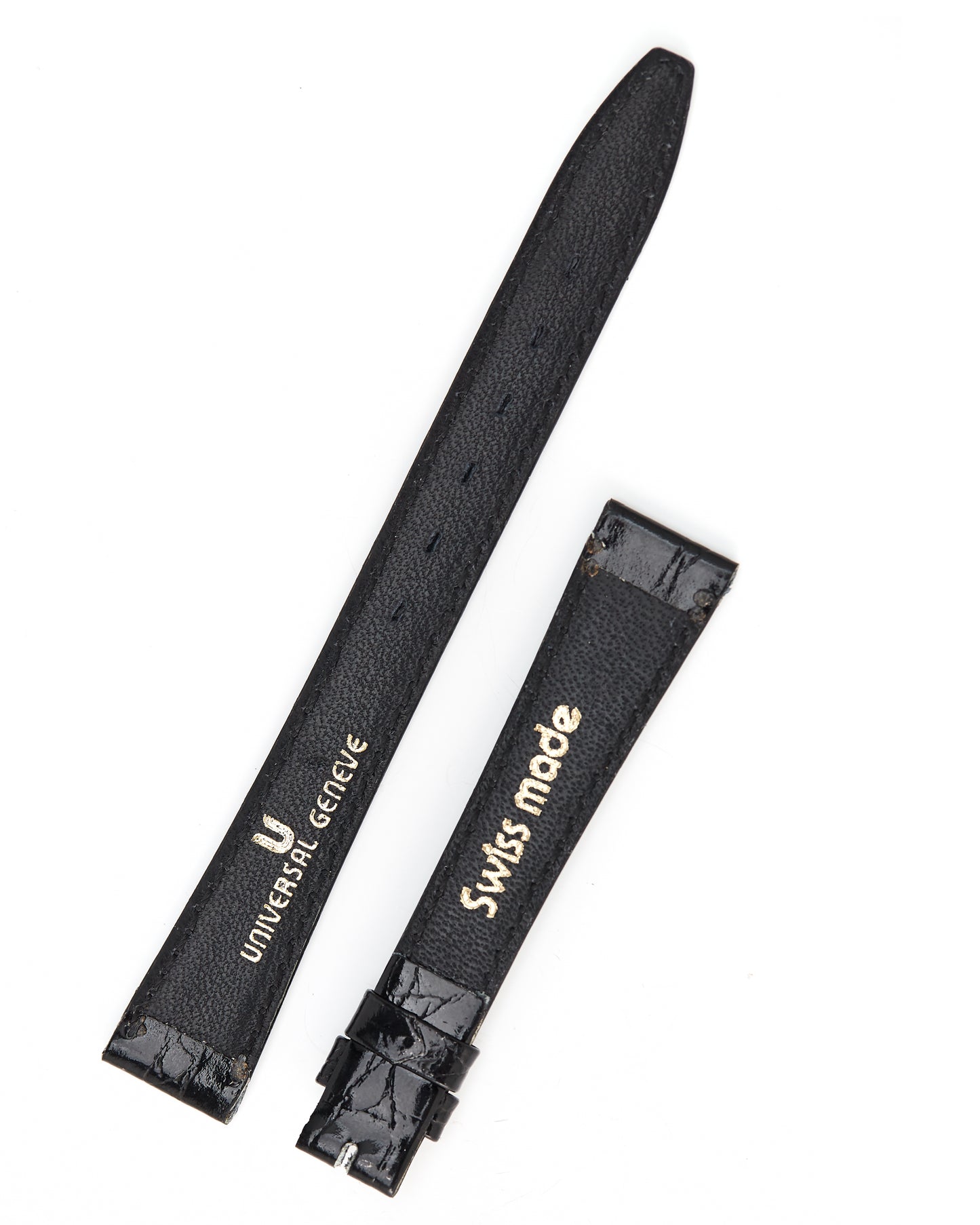 Universal Geneve 13mm x 10mm Vintage Black Crocodile Strap