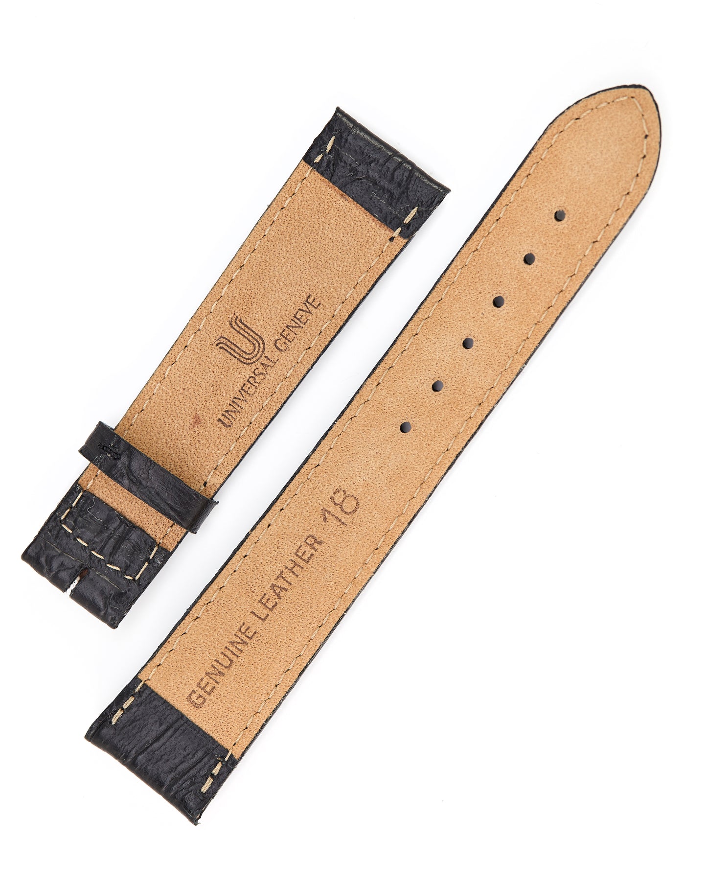 Universal Geneve 18mm x 16mm NOS Black Crocodile Strap