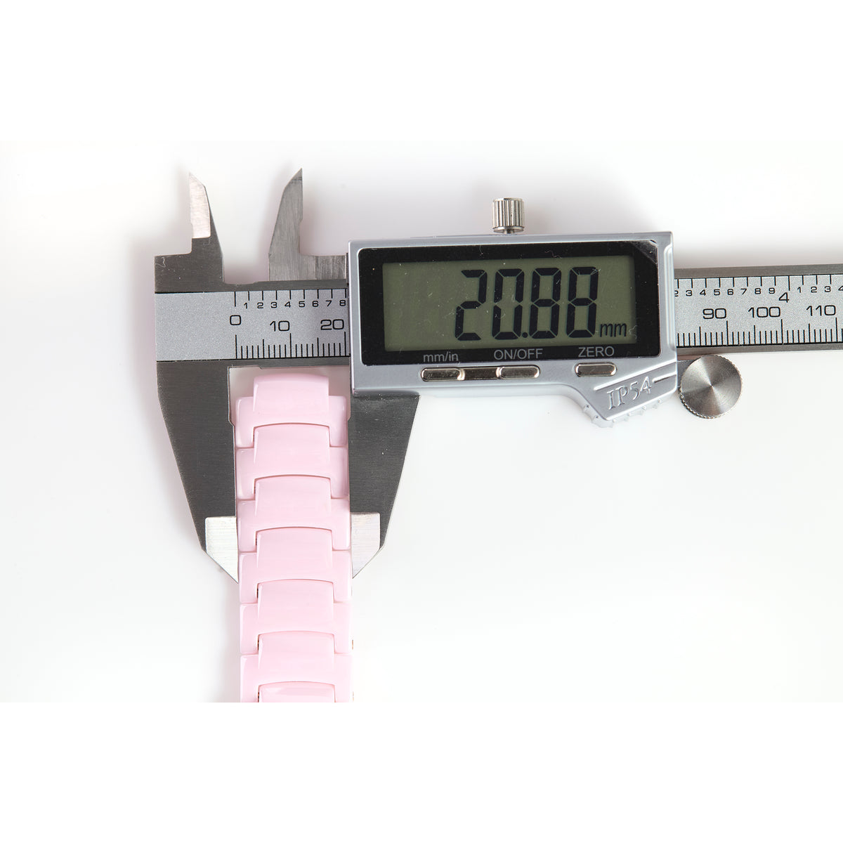 Versace pink ceramic bracelet band, featuring a high-gloss pastel pink finish