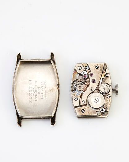 Gruen Tonneau Manual Wind 14k white gold Vintage Wristwatch