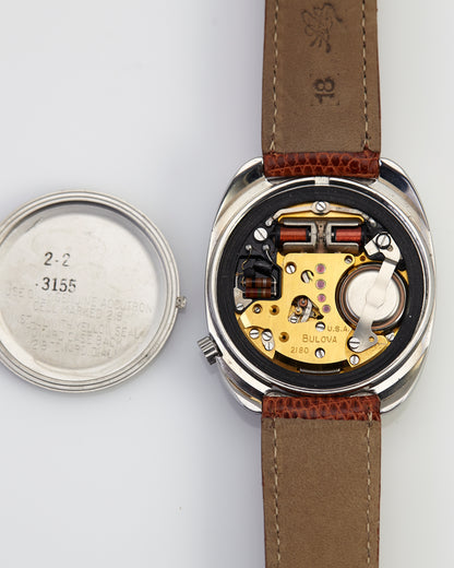 Bulova Accutron Vintage Silver Sunburst Dial Tuning Fork Wristwatch