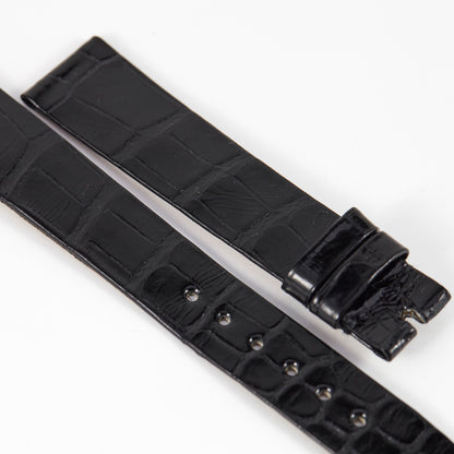 Patek Philippe Original OEM Shiny Black Flat Alligator Watch Strap 17mm x 14mm