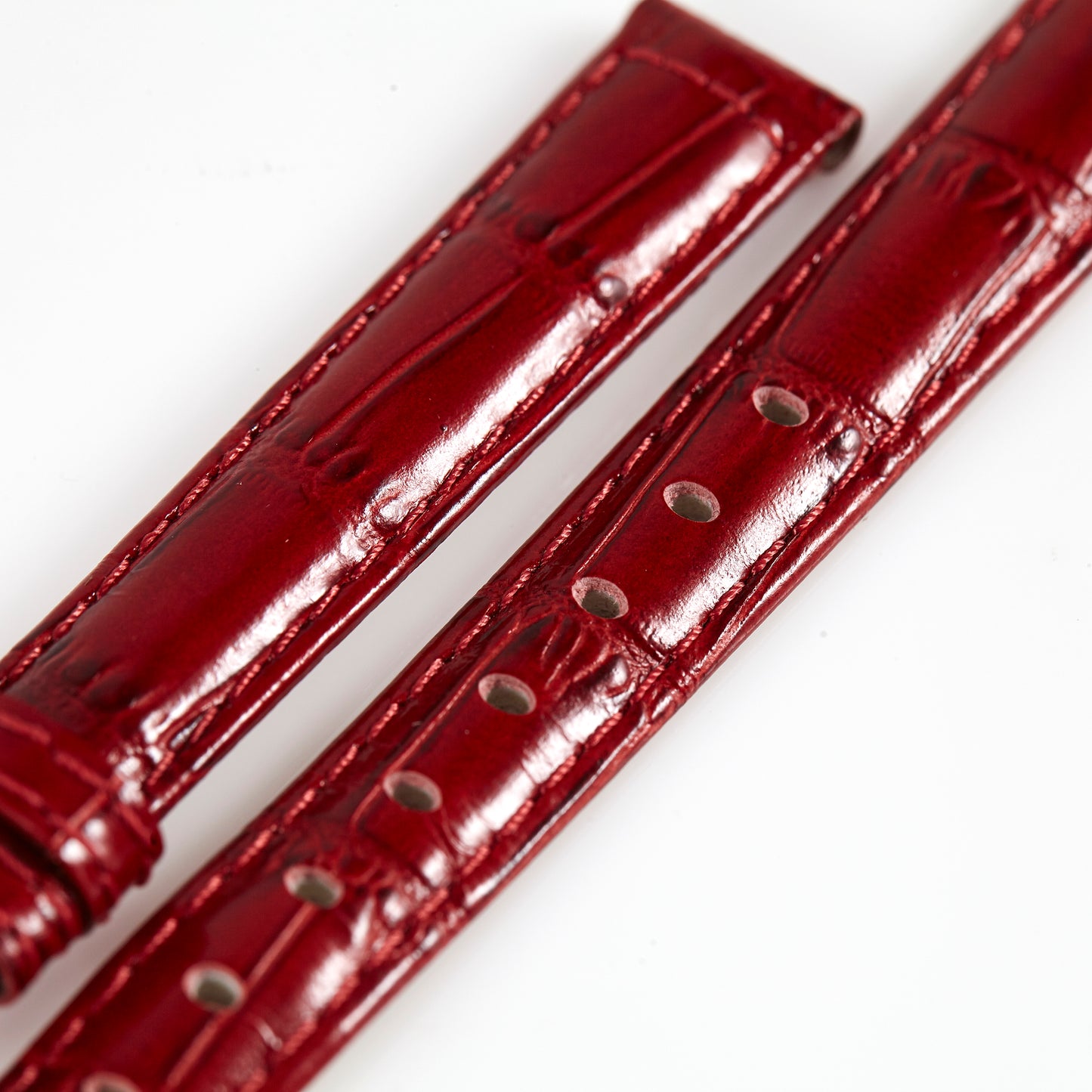 Ecclissi 12.5mm x 11mm Red Alligator Grain Leather Strap 22910