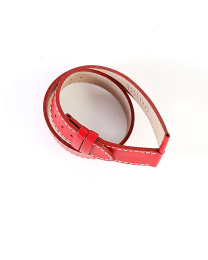 Ecclissi 16mm x 16mm Red Leather Ladies Double-Wrap Strap 22190 80115