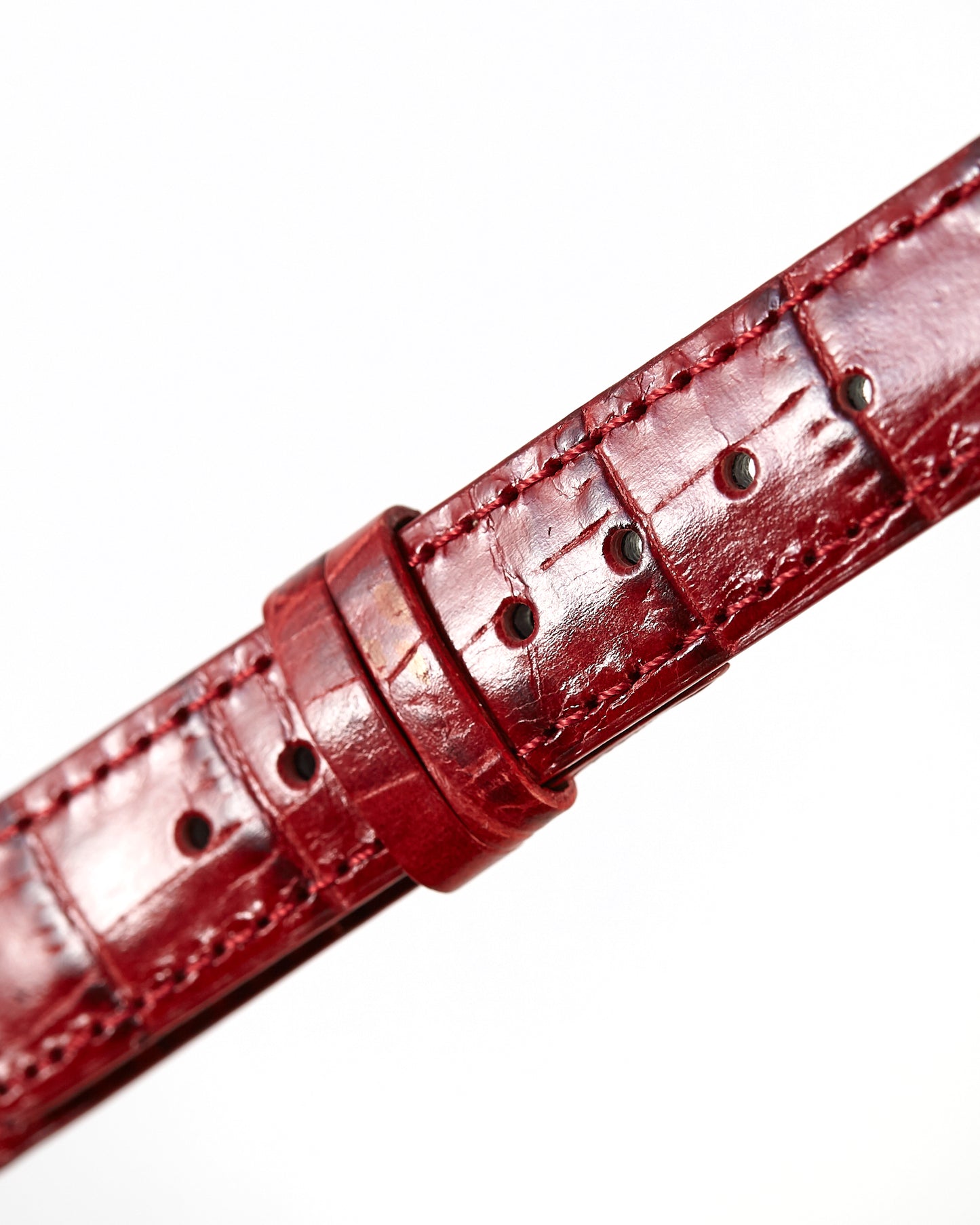 Ecclissi 14mm x 14mm Red Alligator Grain Leather Strap 22120