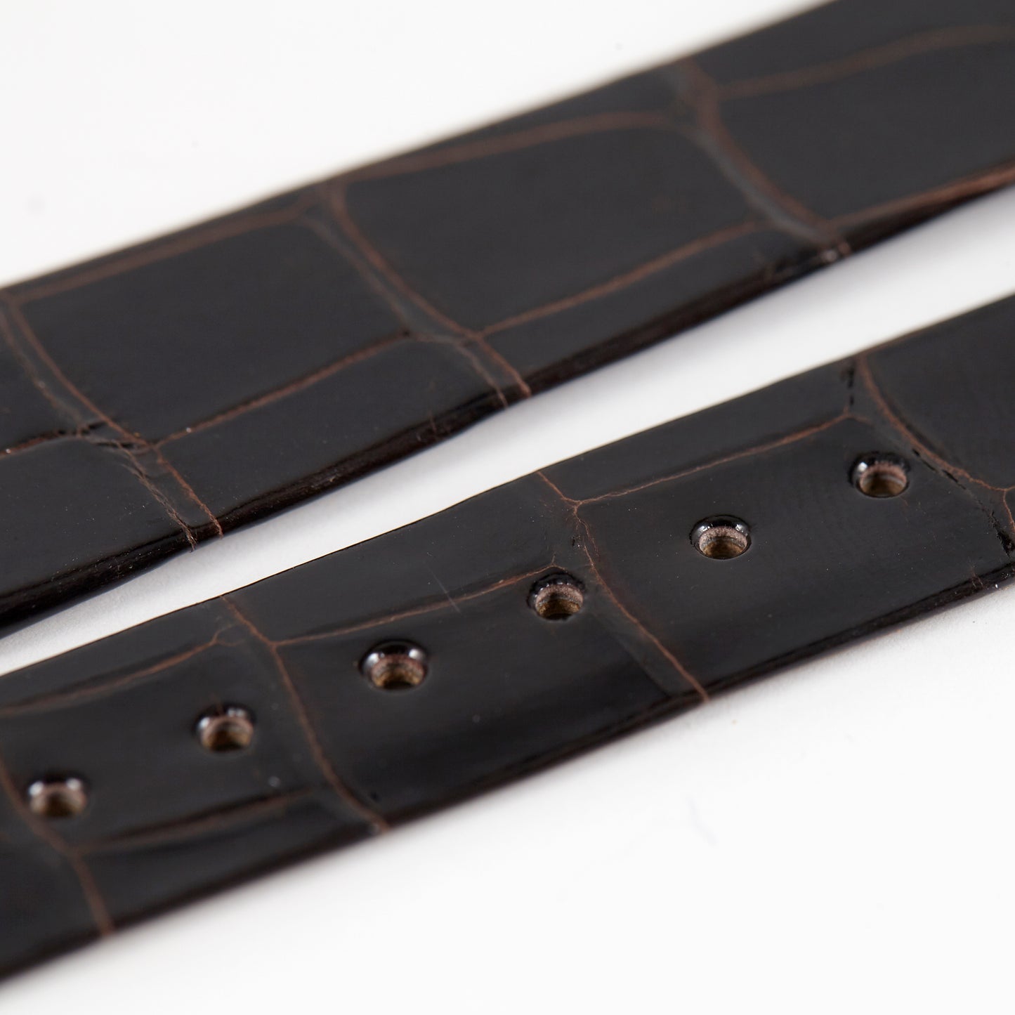 Patek Philippe Original OEM Shiny Dark Brown Flat Alligator Watch Strap 18mm x 14mm