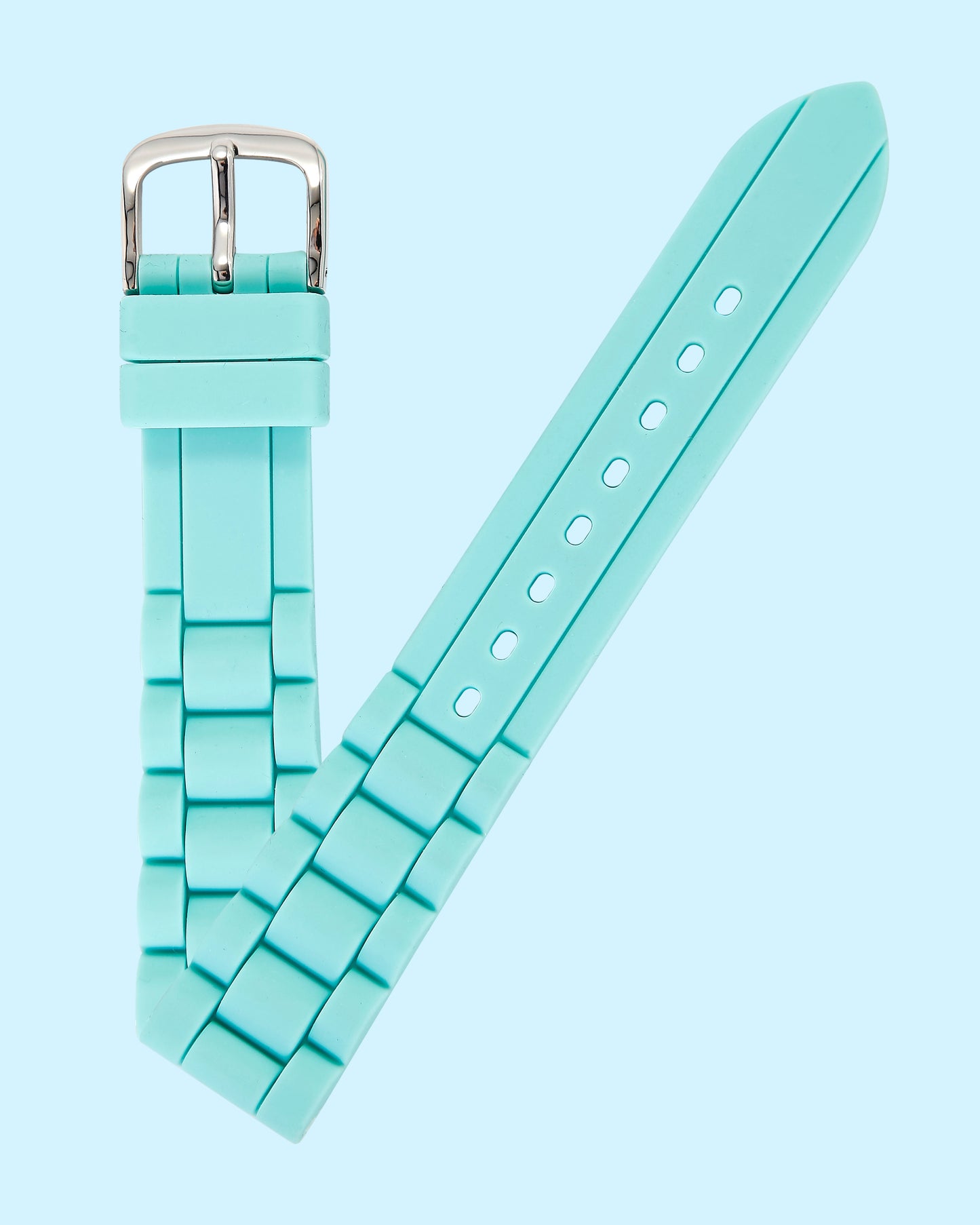 Ecclissi 18mm x 16mm Light Blue Rubber Strap original Buckle 23980