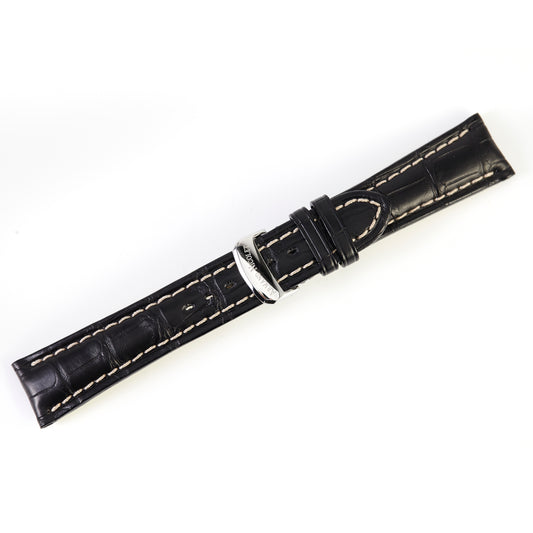 Armand Nicolet Black Alligator Leather Strap with OEM Deployment Buckle 22mm x 18mm