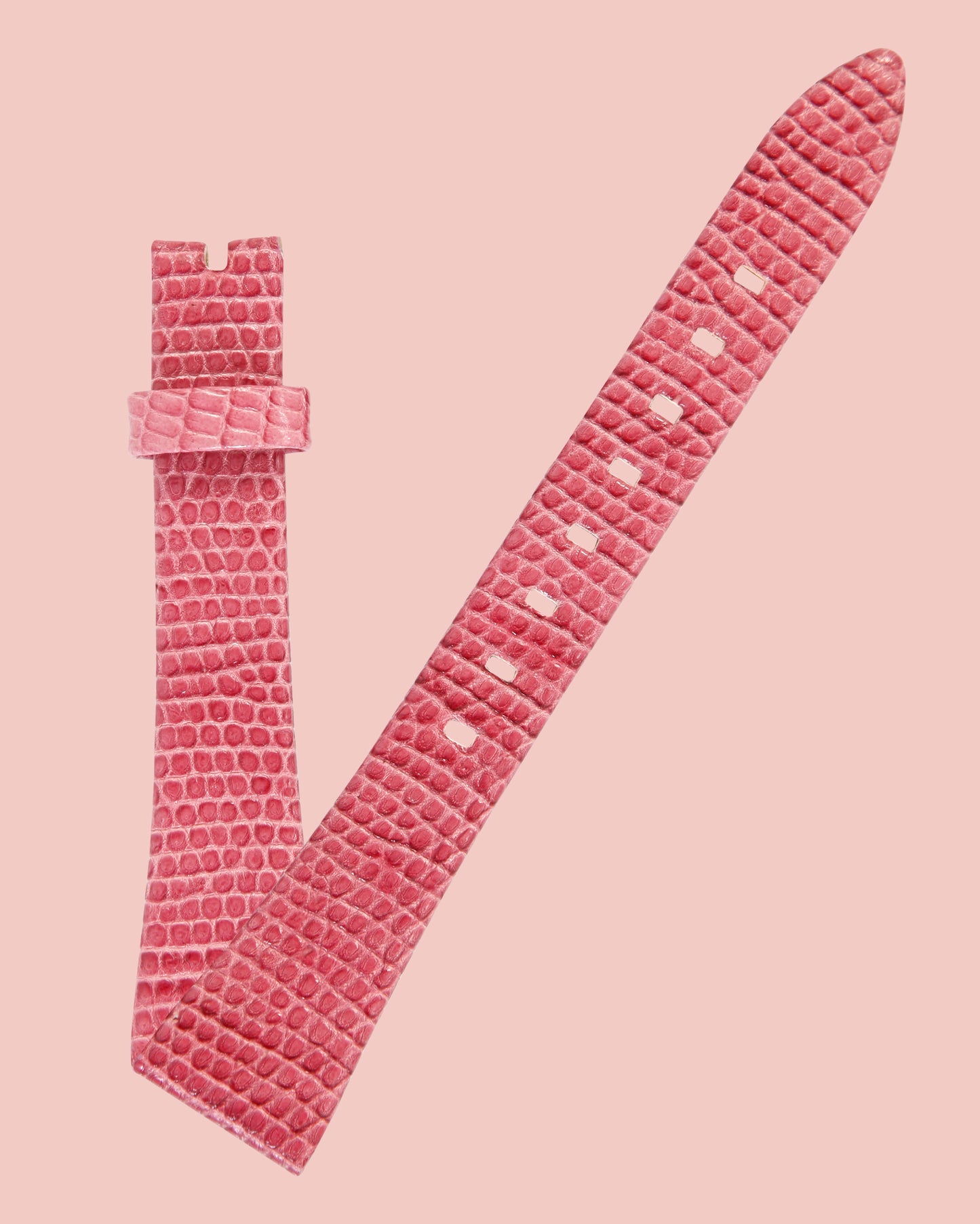 Ecclissi 18mm x 12mm Pink Leather Lizard Grain Strap 23230