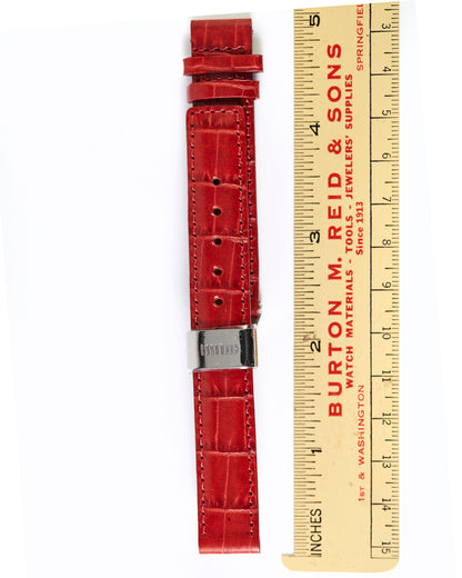 Ecclissi 21770 Red Alligator Grain Leather Strap 14mm x 14mm with deployment buckle